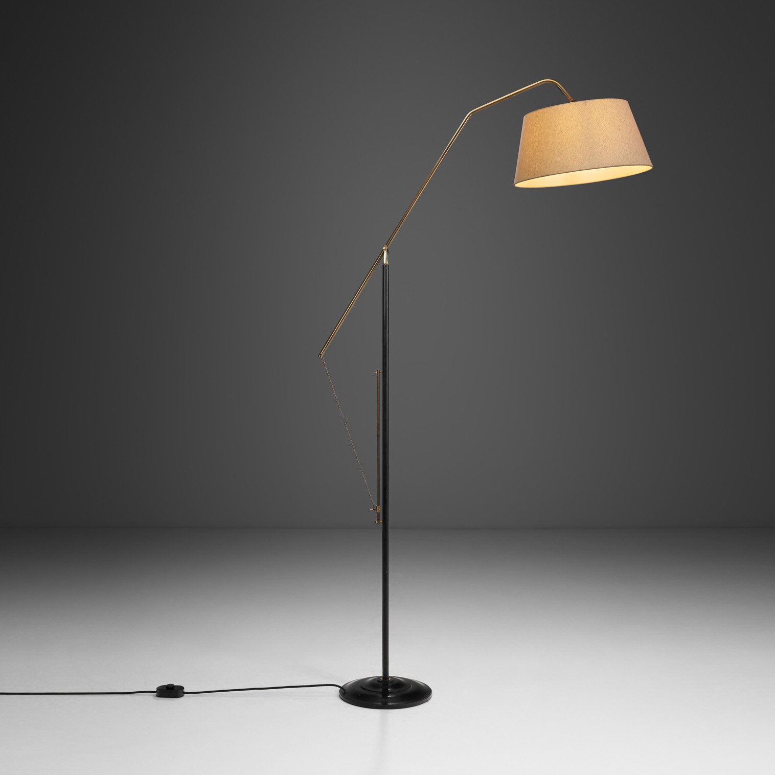 Mid-Century Modern Black Metal Floor Lamp, France 1950s (sold)