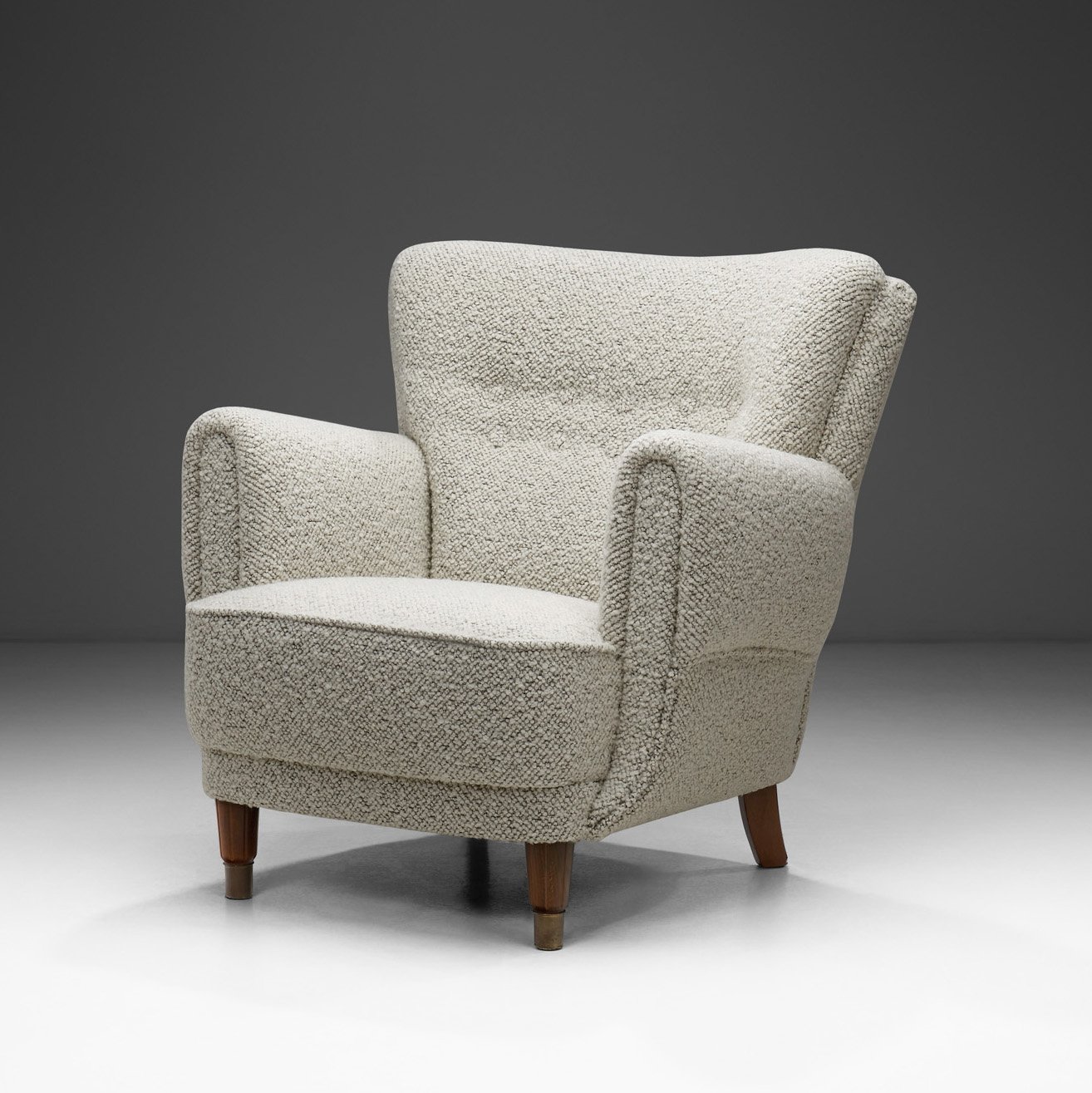 Mid-Century Modern Armchair Upholstered in Bouclé Fabric, Europe 20th century
