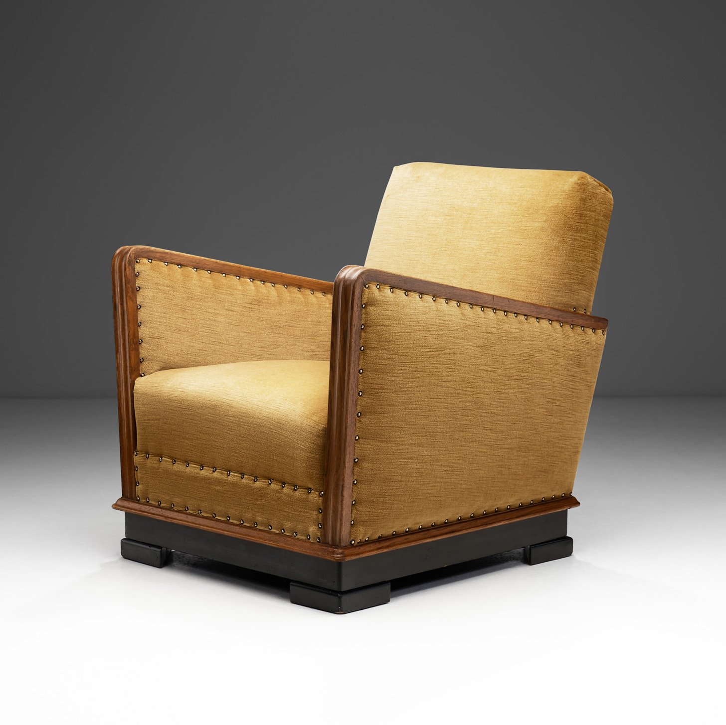 Danish Oak Easy Chair with Black Stained Legs, Denmark 1940s (sold)