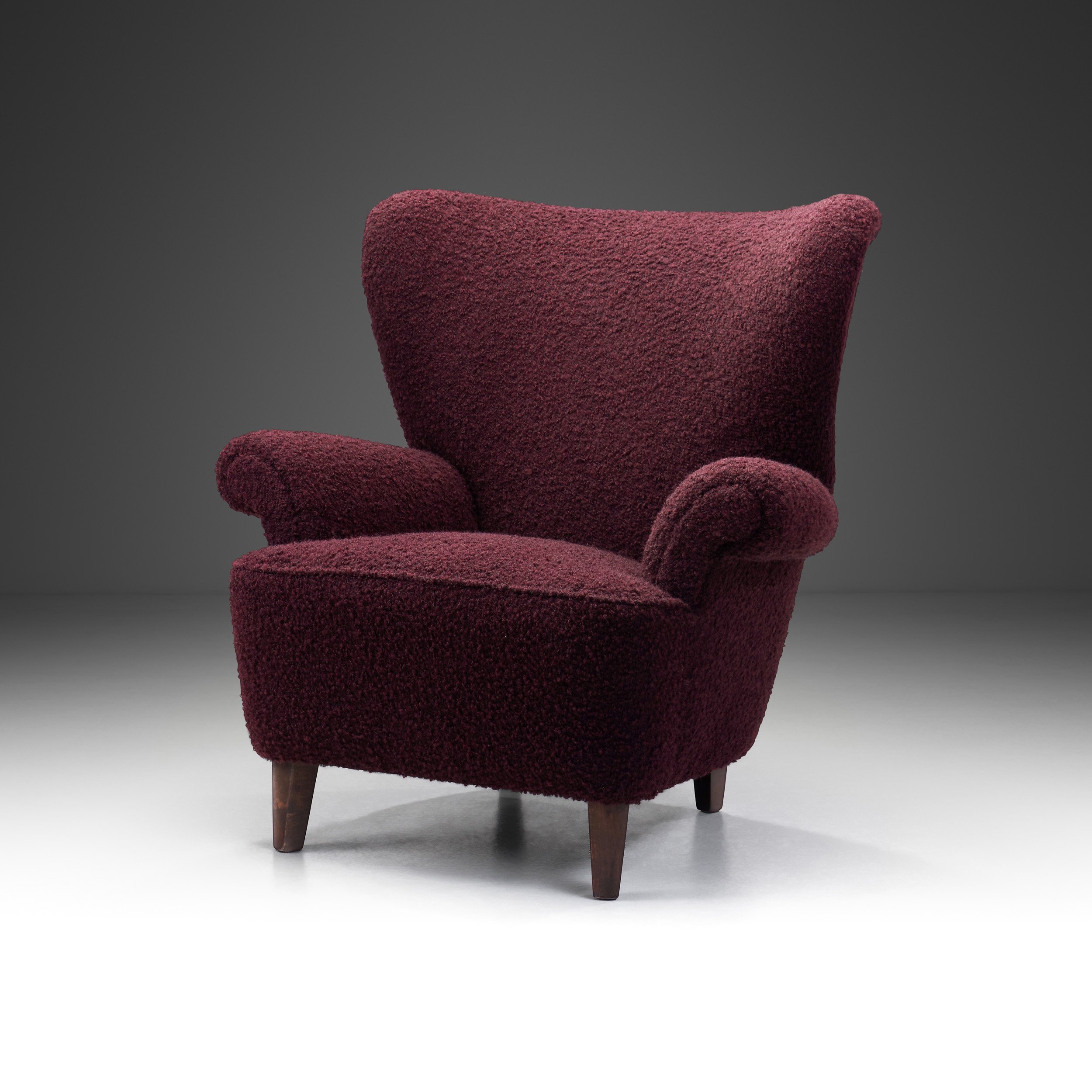 Upholstered Swedish Modern Lounge Chair, Sweden 1940s