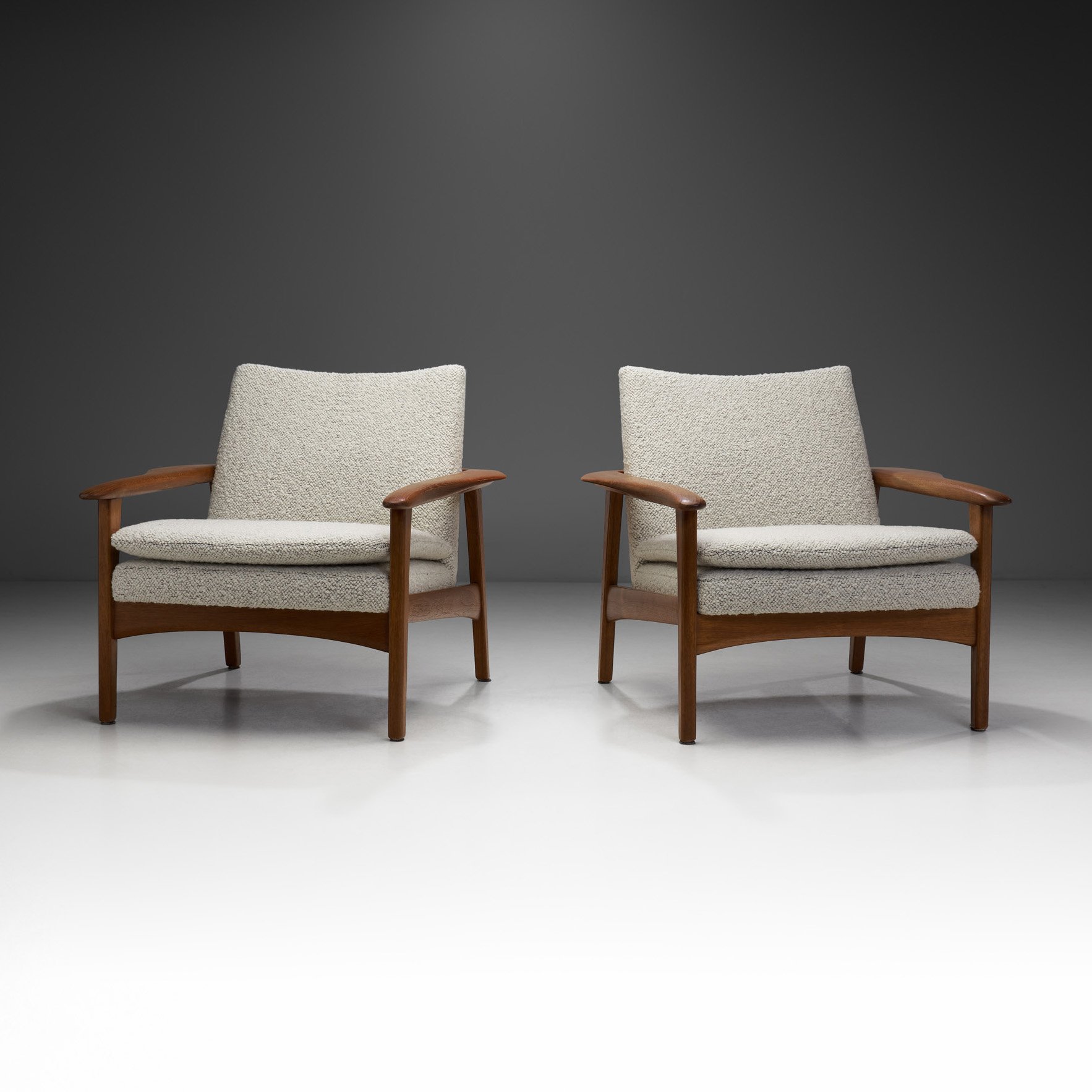 Pair of Upholstered Easy Chairs in Teak, Germany Mid-20th century (sold)