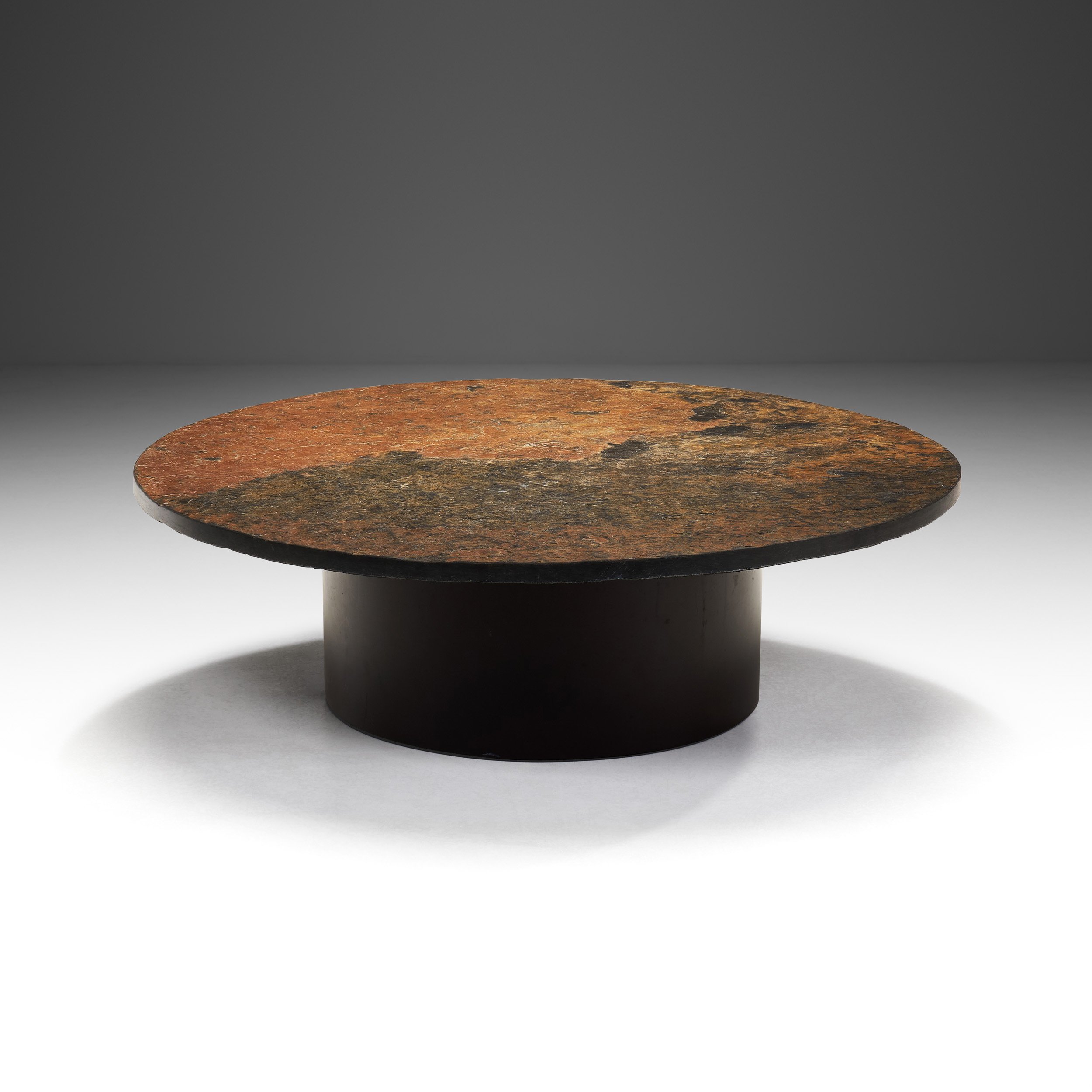 Brutalist Slate and Metal Coffee Table, Europe ca 1970s (sold)