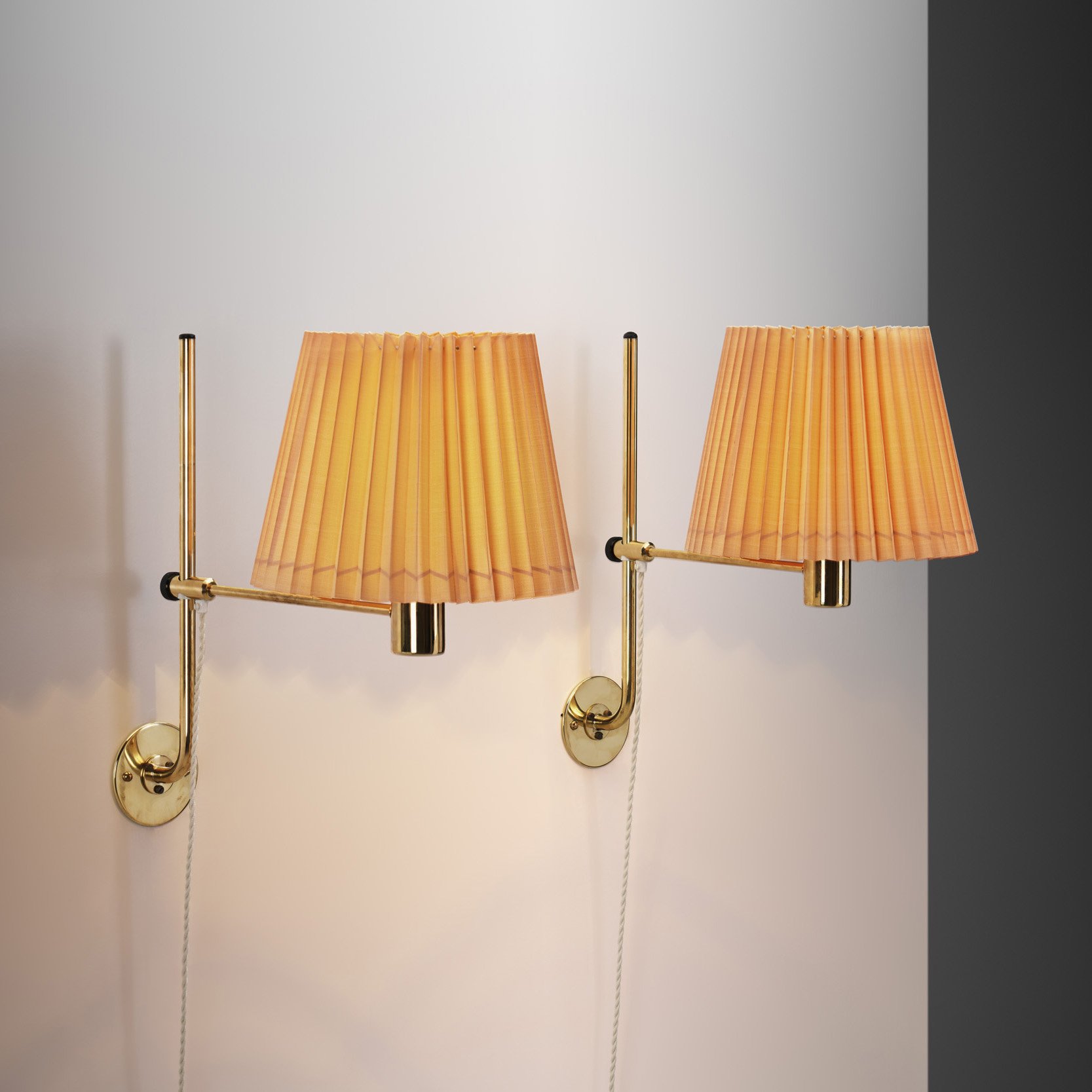 Pair of Adjustable Brass Wall Lights by Hans-Agne Jakobsson, Sweden 1950s (sold)