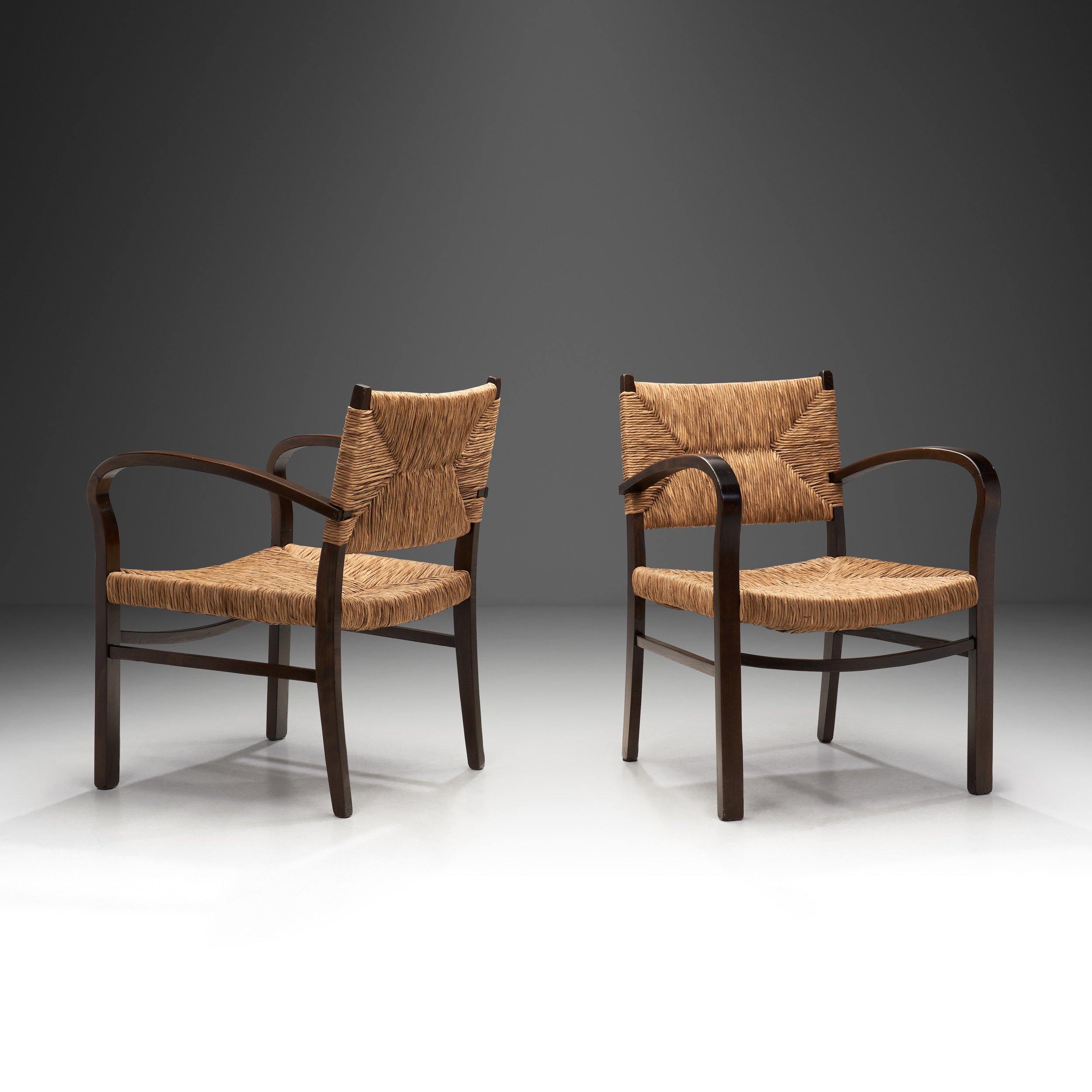 Pair of Bauhaus Style Wicker Armchairs, Europe First half of 20th century (sold)
