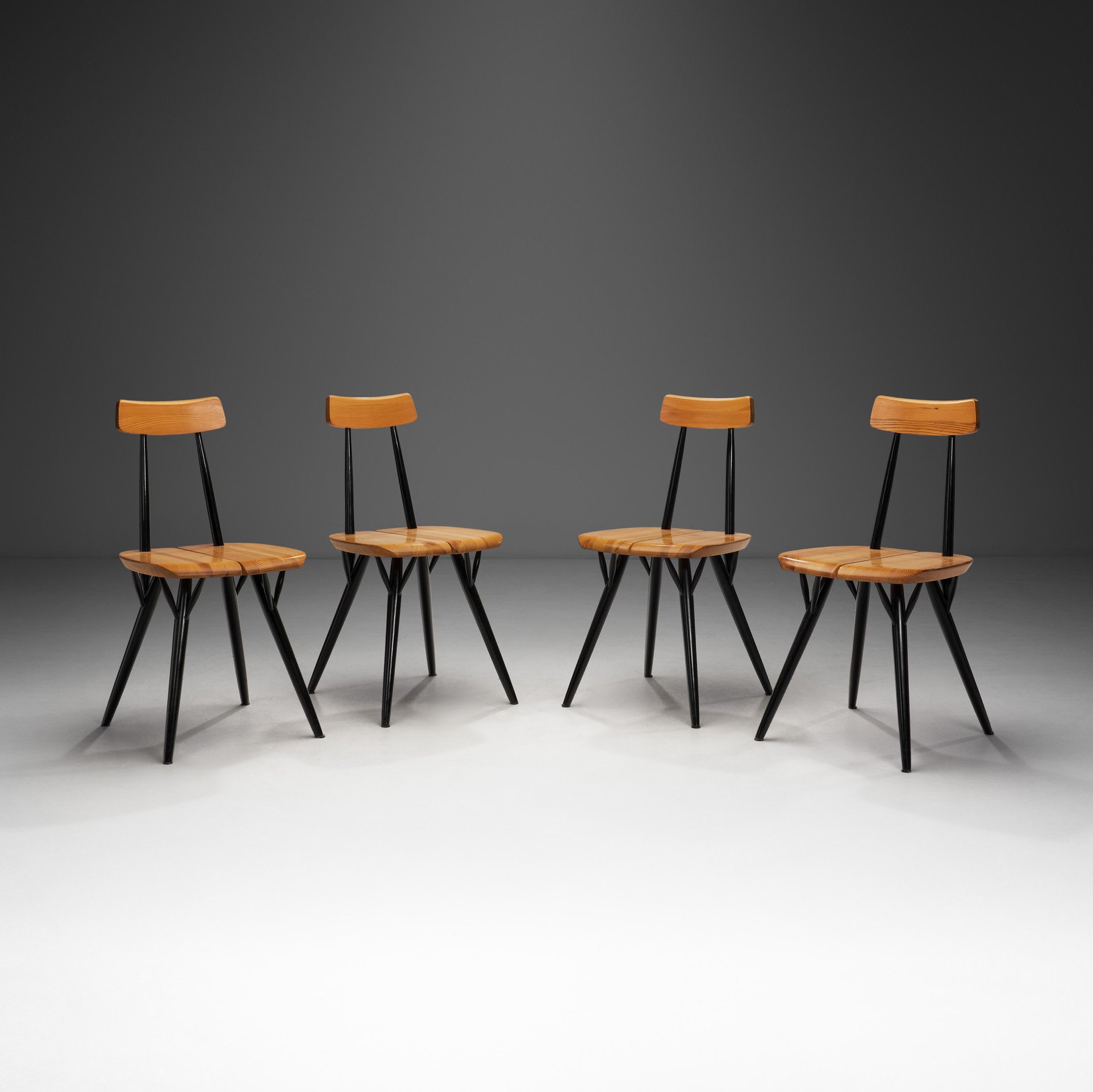 Ilmari Tapiovaara Set of Four "Pirkka" Dining Chairs for Laukaan Puu, Finland 1950s