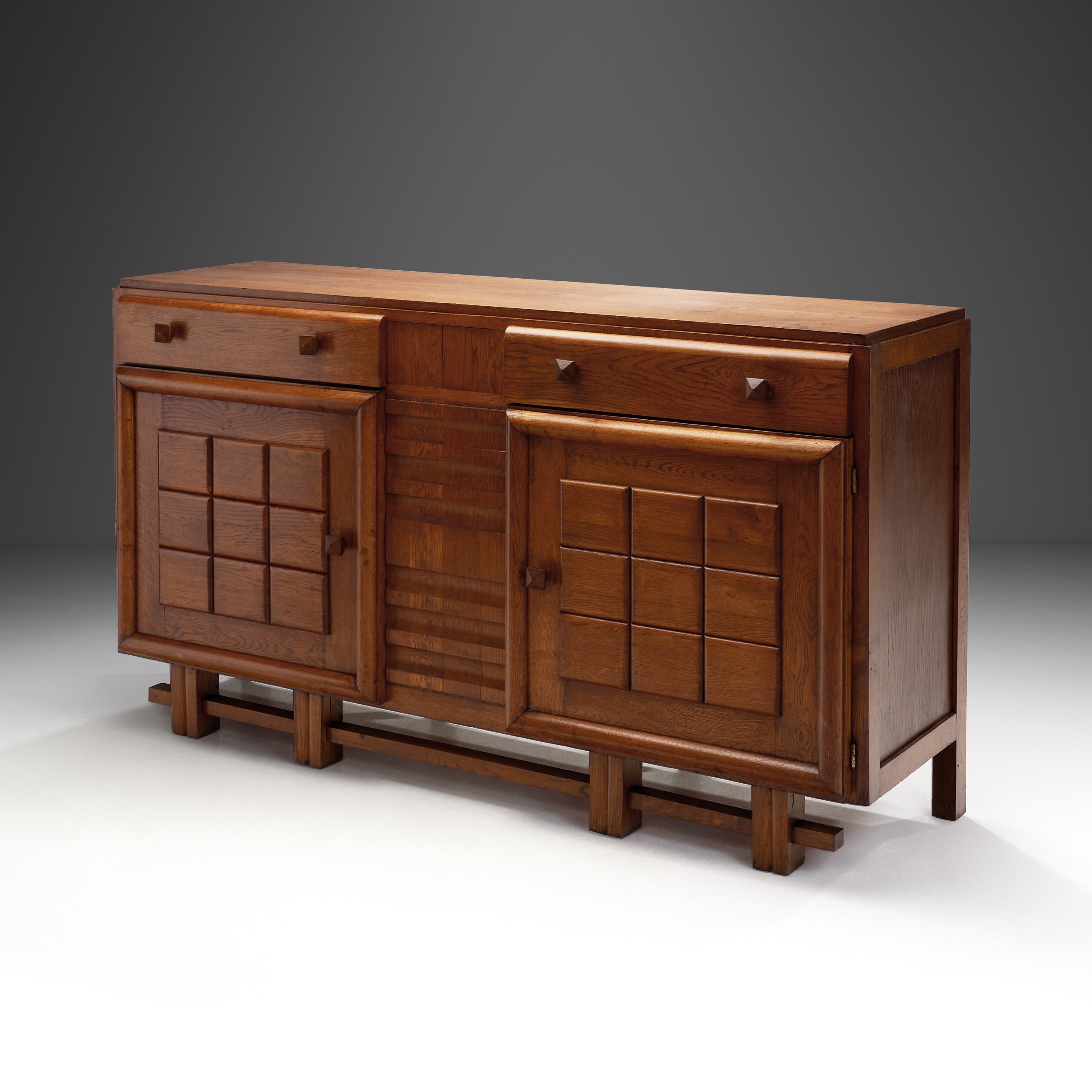 Art Deco Sideboard in Solid Oak, Europe 1930s (sold)