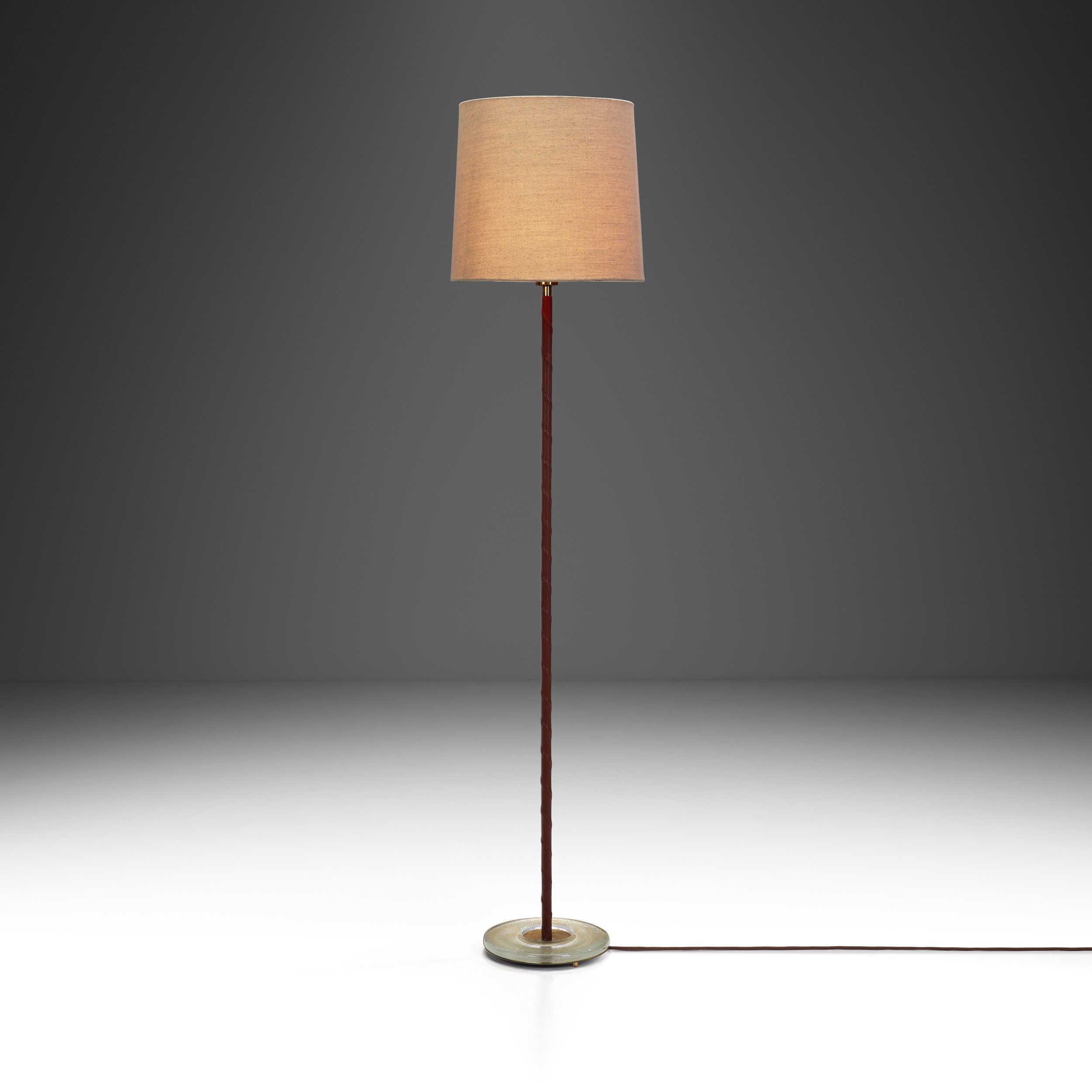 Model "15704" Brass and Leather Floor Lamp for Böhlmarks, Sweden 1940s (sold)