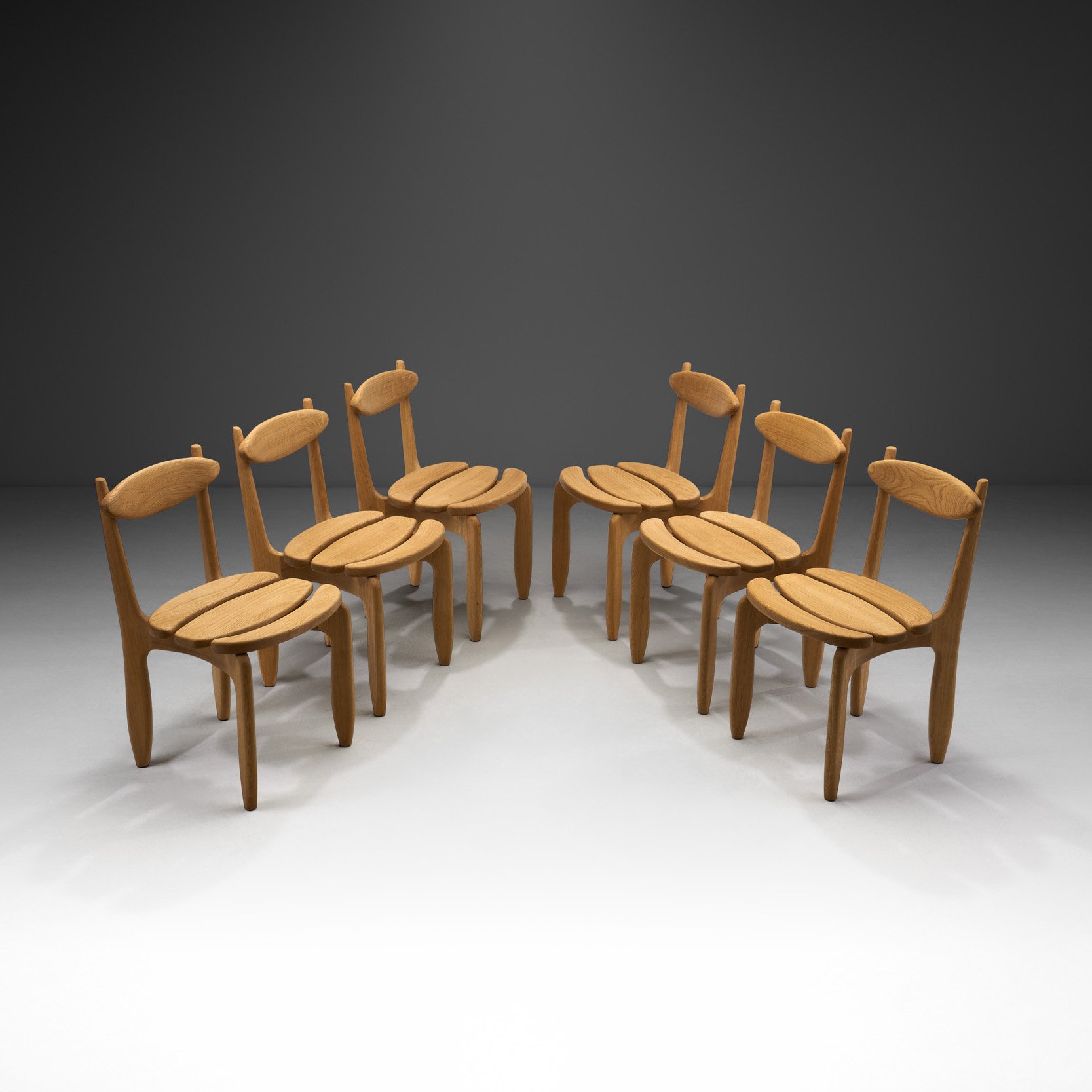 Set of 6 Guillerme et Chambron "Thierry" Dining Chairs, France 1970s (sold)