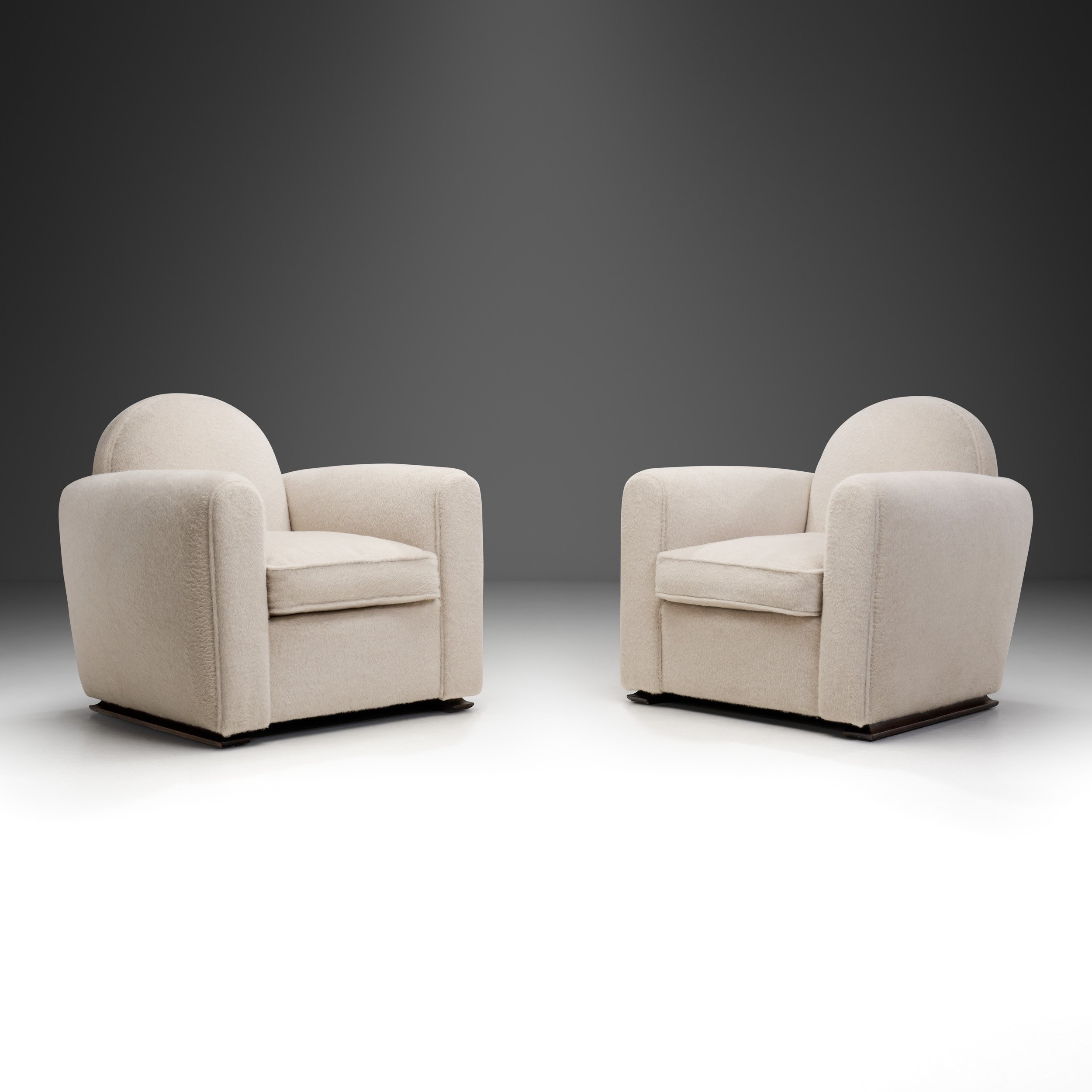 Pair of Art Deco Club Chairs on Wooden Runners, France 1930s (sold)