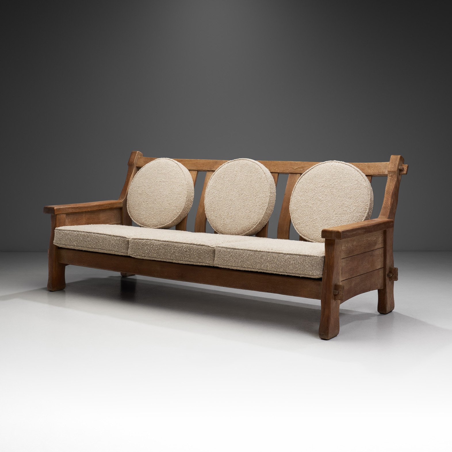 De Puydt Three-Seater Sofa with Upholstered Cushions, Belgium 1970s