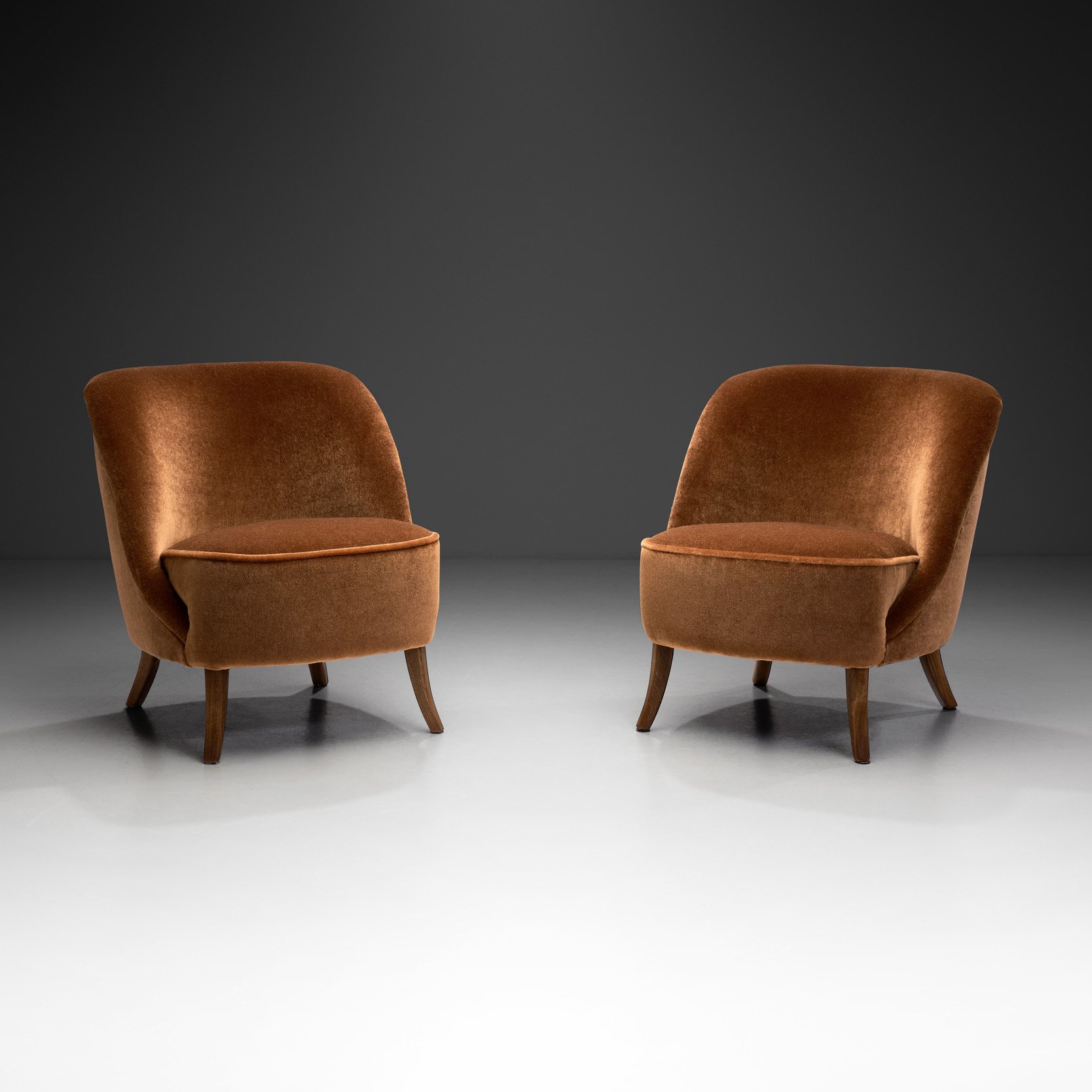 Pair of Upholstered Cocktail Lounge Chairs, Europe 20th century (sold)