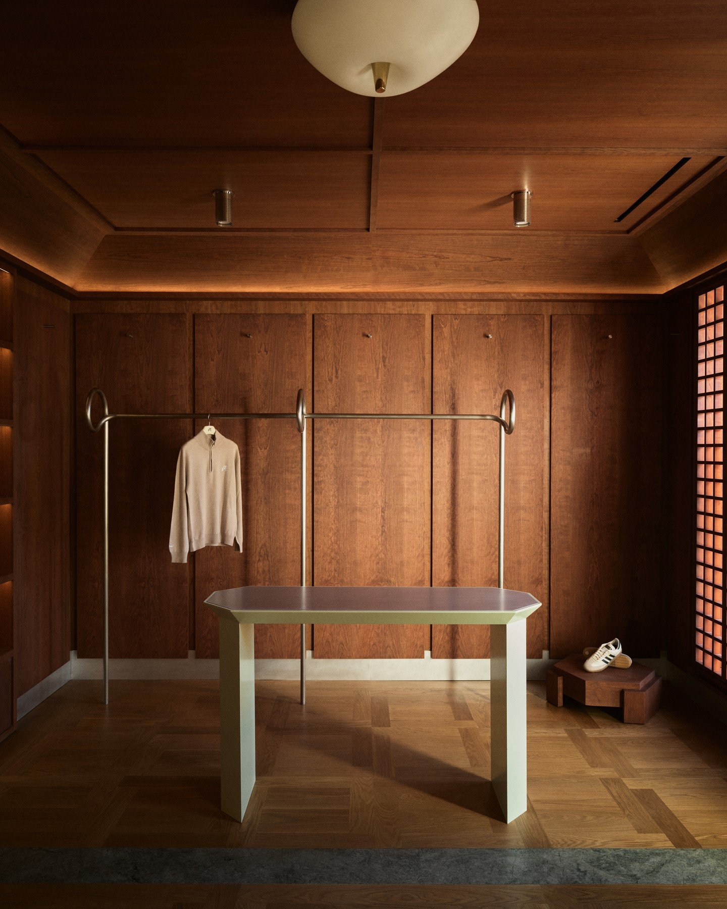 22RE&rsquo;s redesign of the Malbon Golf boutique in Los Angeles is shaped by subtlety and atmosphere. Wrapped in warm wood panelling and softly lit from within, the space recalls early Frank Lloyd Wright and feels more like a private interior than a