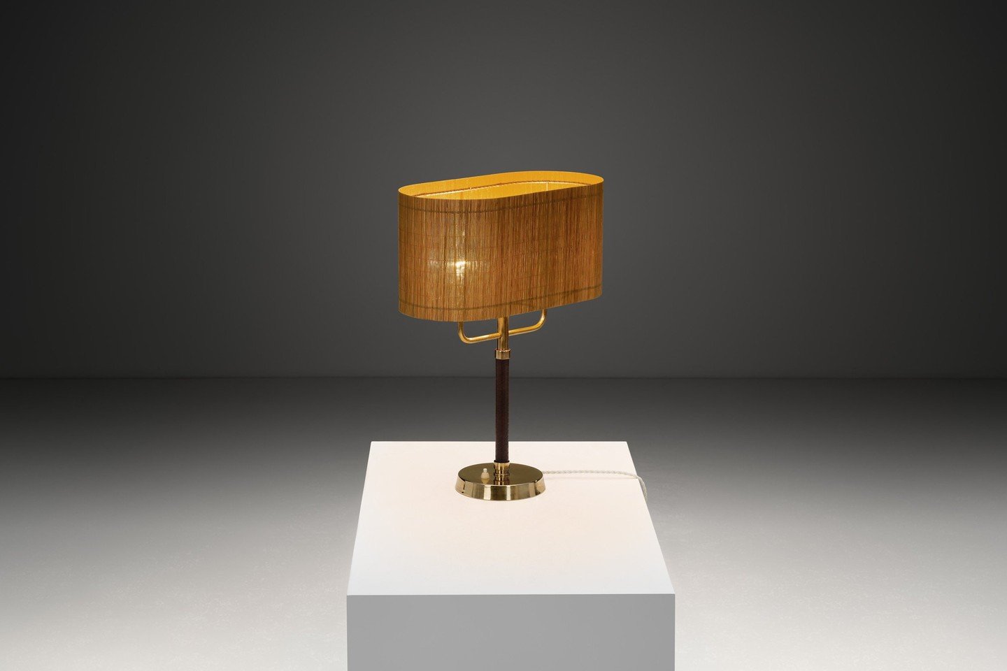 The Model &ldquo;2996&rdquo; from Karlskrona Lampfabrik captures the playful spirit of the mid-century era, moving beyond the strict functionality many designers of the time embraced. The mix of brass and leather creates an interesting visual effect,