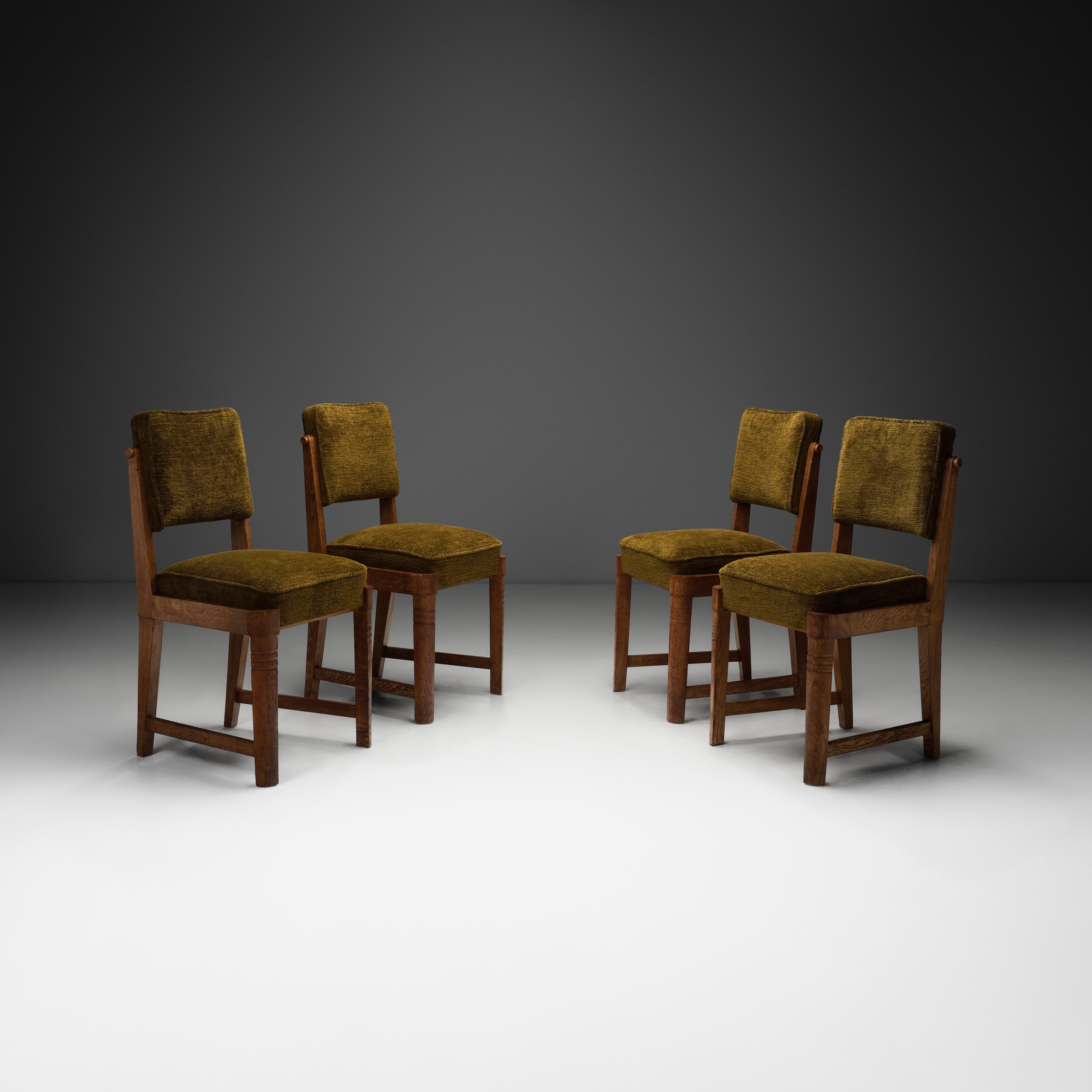 Set of Four European Upholstered Dining Chairs, Europe Mid-20th Century (sold)