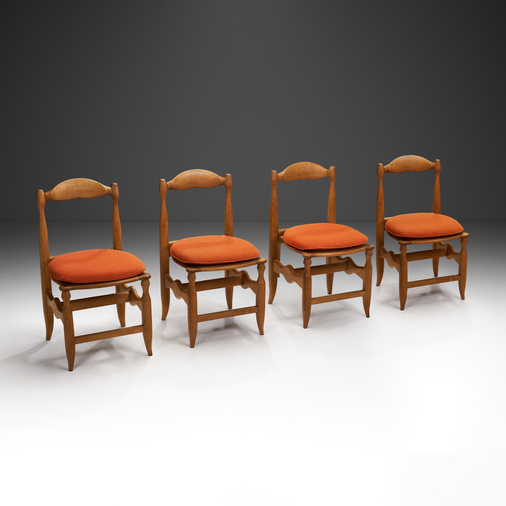 Set of Four "Charlotte" Oak Dining Chairs by Guillerme et Chambron for Votre Maison, France 1960s