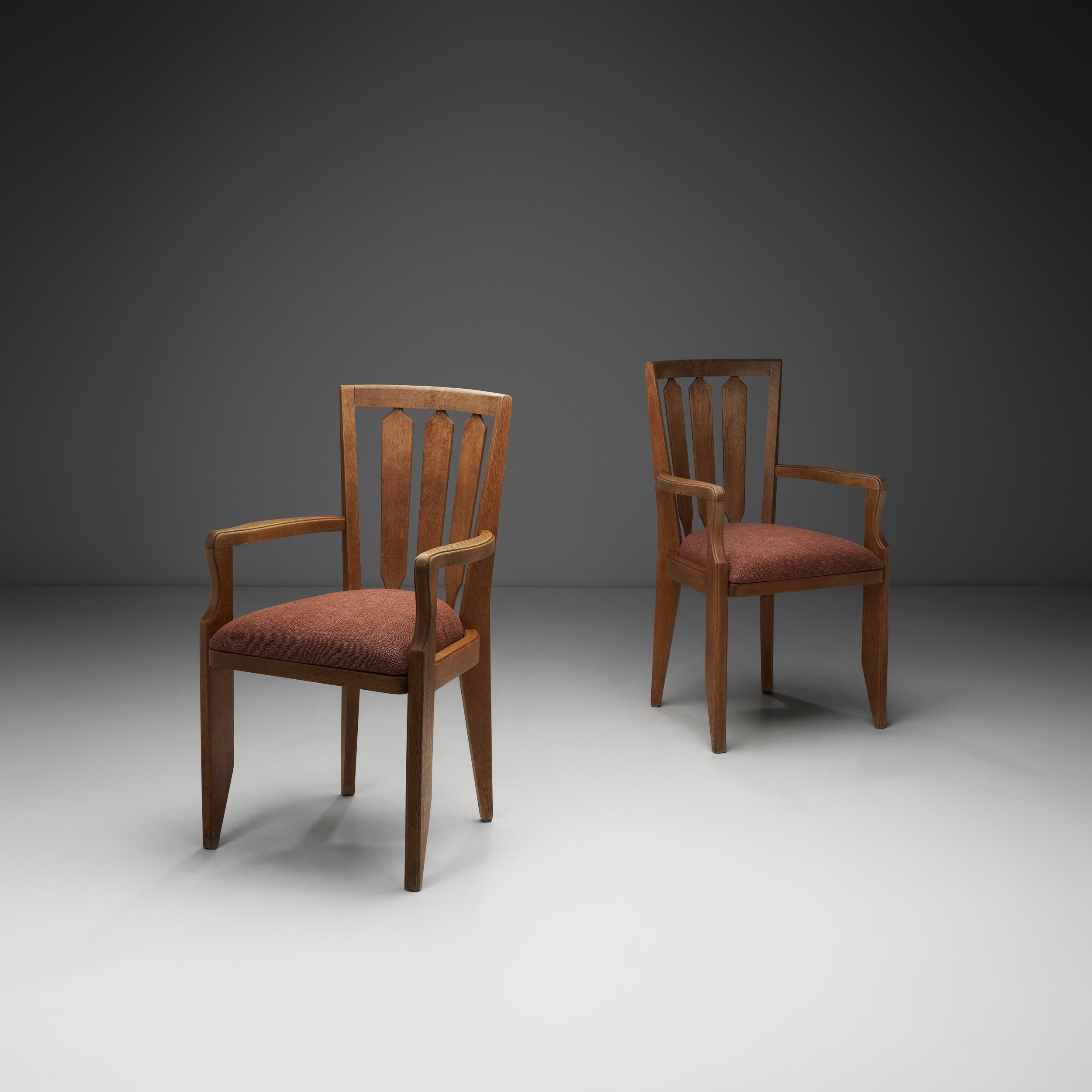 Pair of Oak Armchairs by Guillerme et Chambron for Votre Maison, France Mid-20th Century (sold)