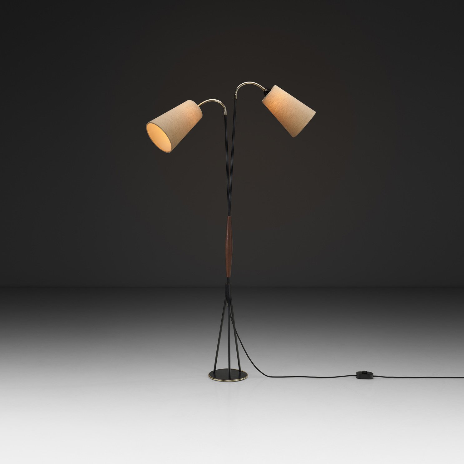 Two-Armed Floor Lamp by Svend Aage Holm-Sørensen (Attr.), Denmark ca 1950s