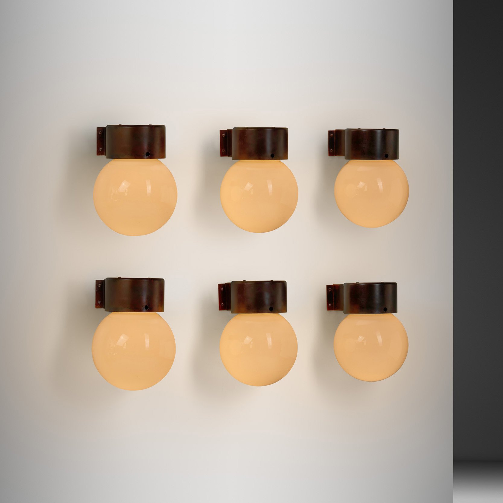 Set of Six Model "17-037" Wall Lamps by Lisa Johansson-Pape for Stockmann Orno, Finland 1960s