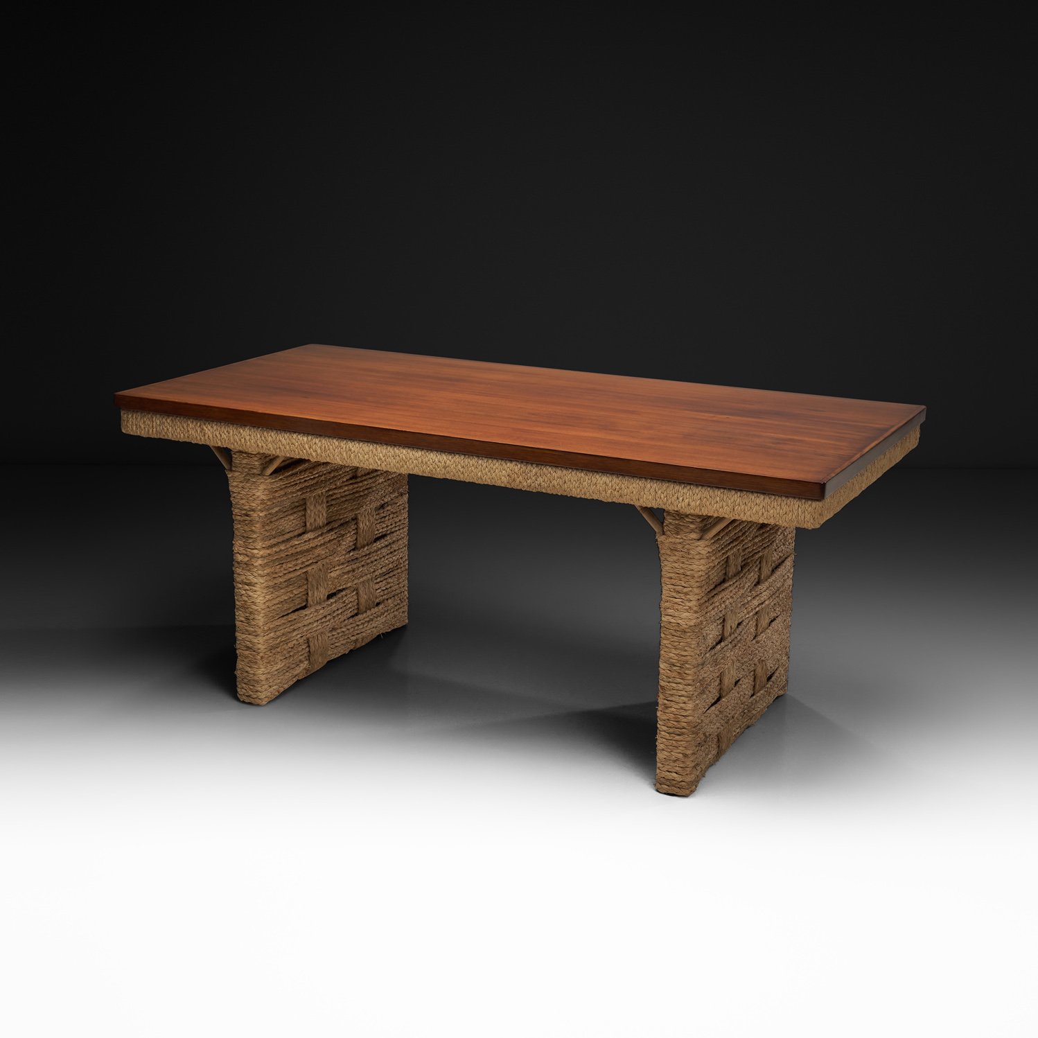 Oak Veneer Dining Table by Adrien Audoux and Frida Minet, France First Half of the 20th Century