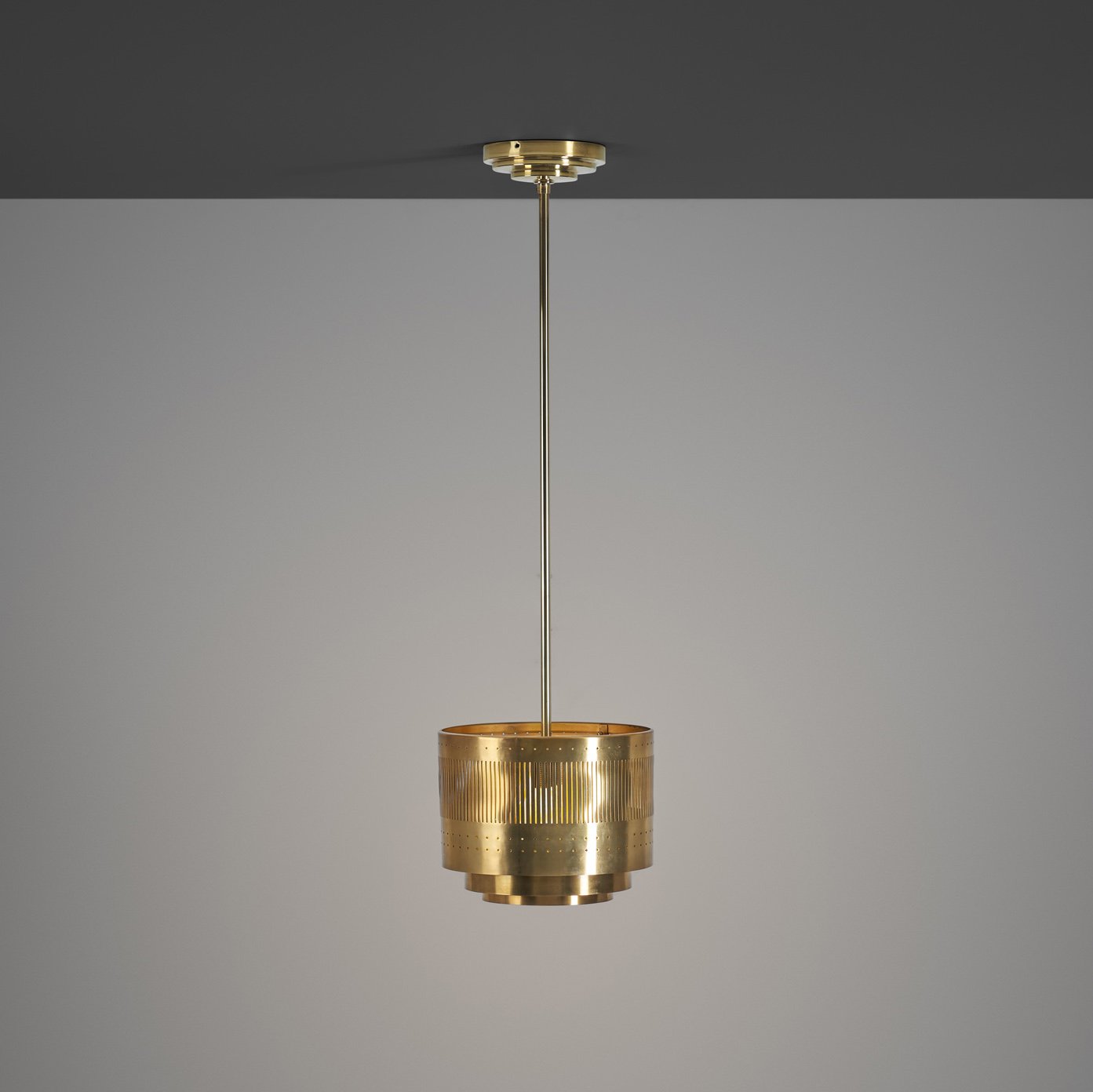 Perforated Brass Hanging Lamp, Europe ca 1970s