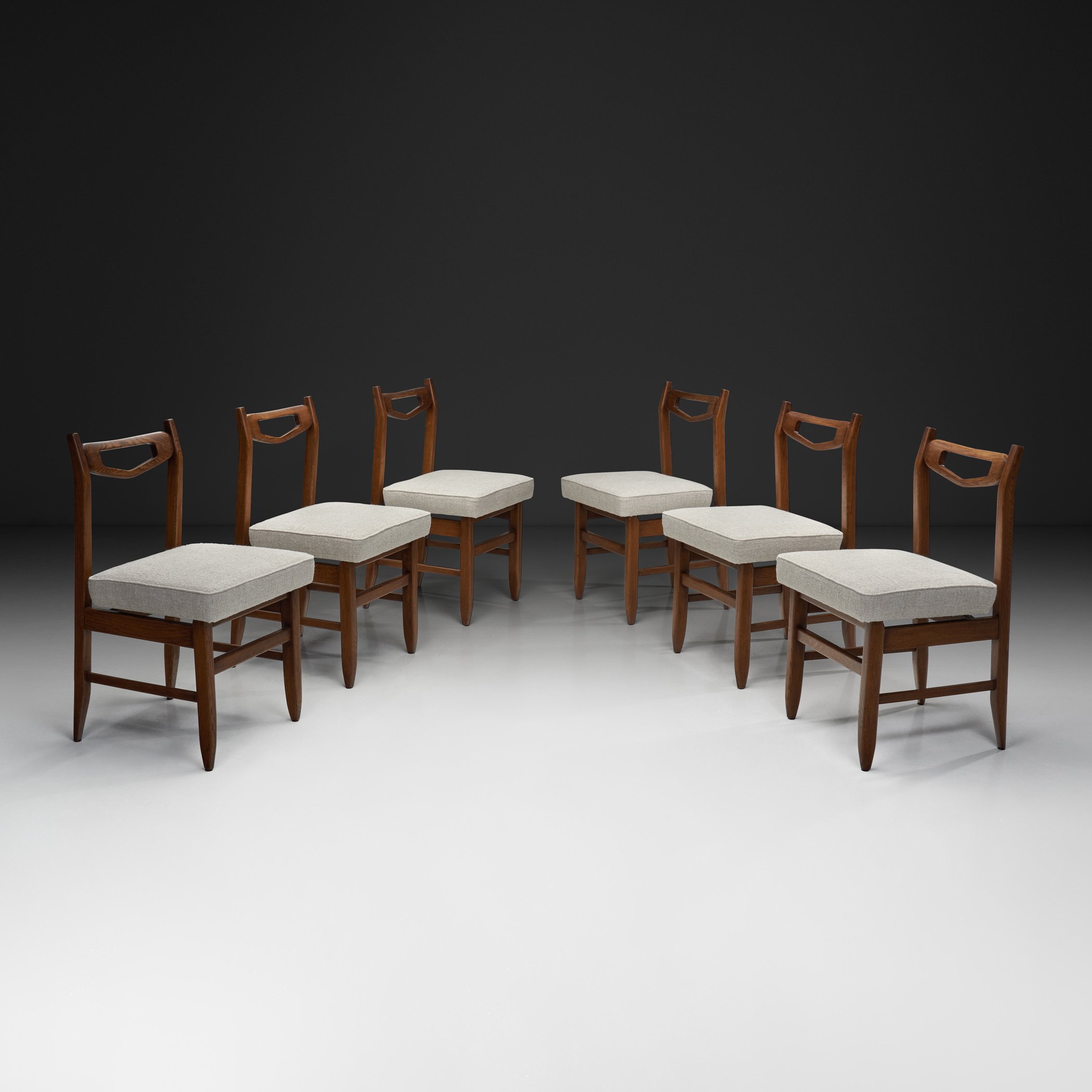 Set of Six Dining Chairs by Guillerme et Chambron for Votre Maison, France Mid-20th Century