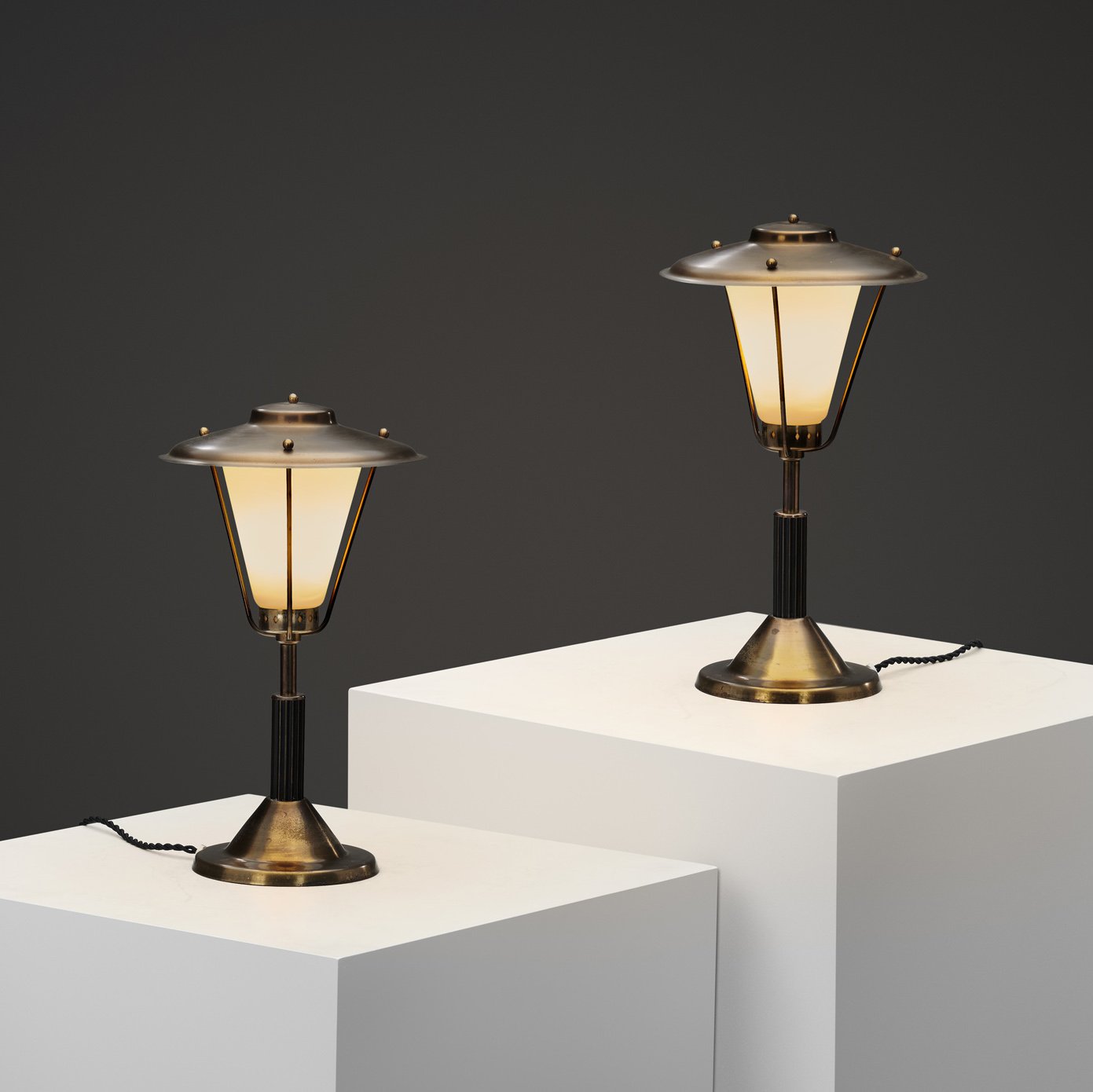 Pair of Model "602" Brass Table Lamps by Elidus, Sweden ca 1940s