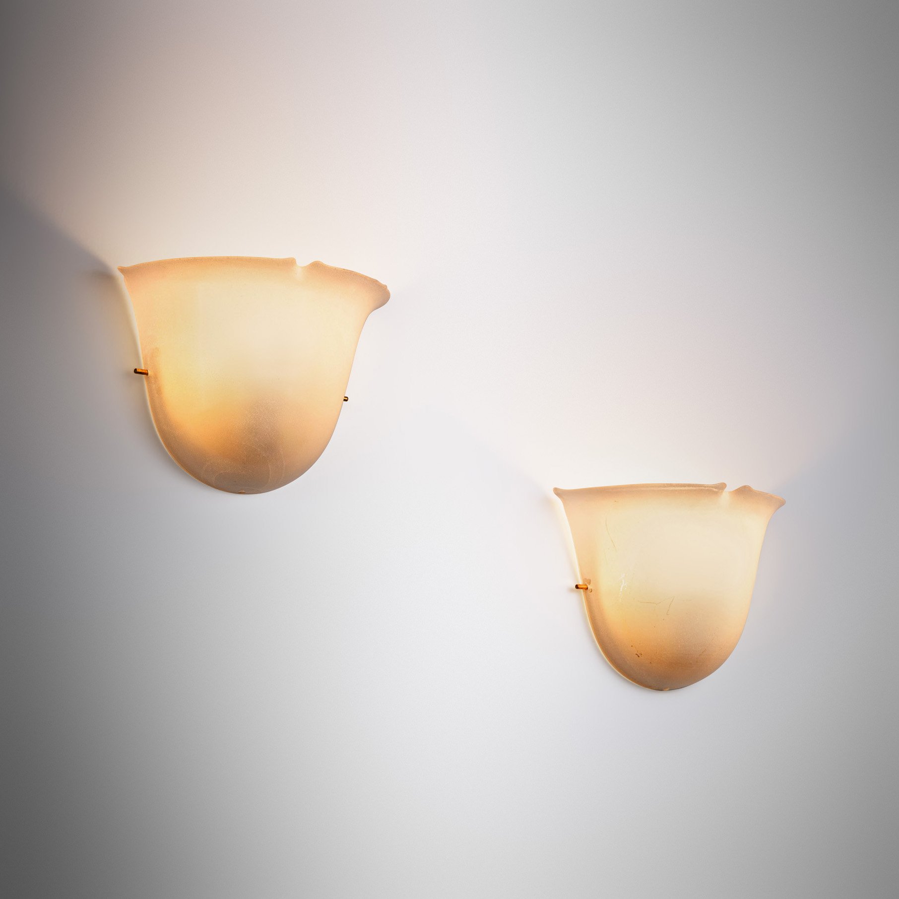 Pair of Glass Wall Lamps by Glashütte Limburg, Germany 1970s