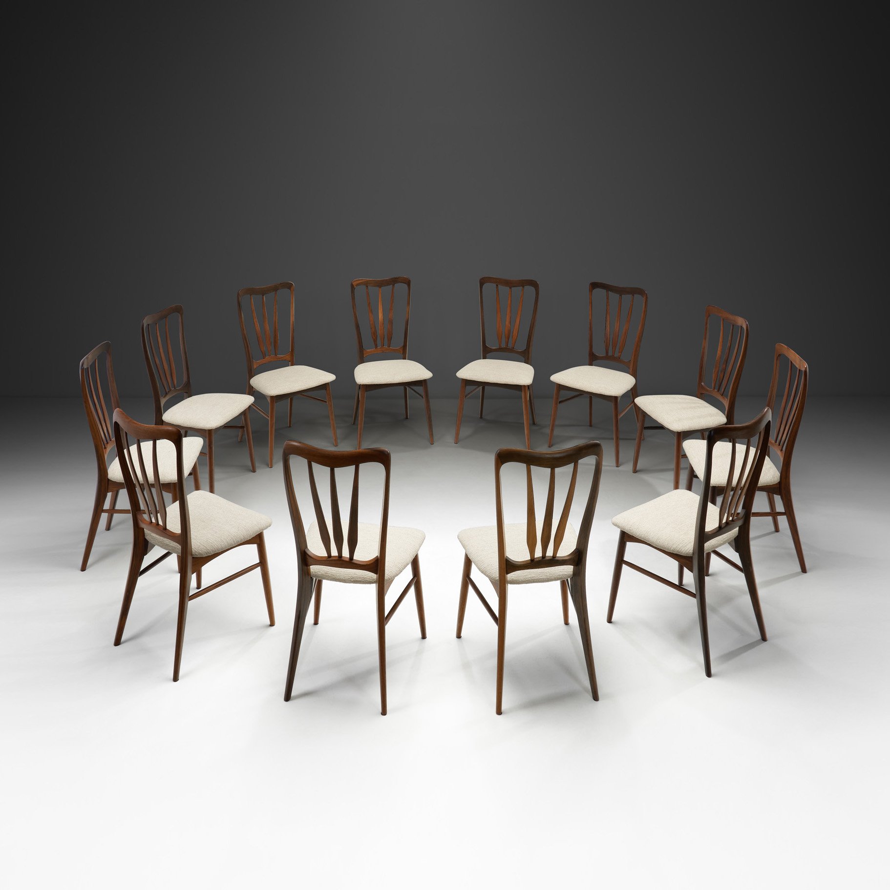 Set of Twelve "Ingrid" Dining Chairs by Niels Koefoed for Koefoed Møbelfabrik, Denmark 1960s (sold)