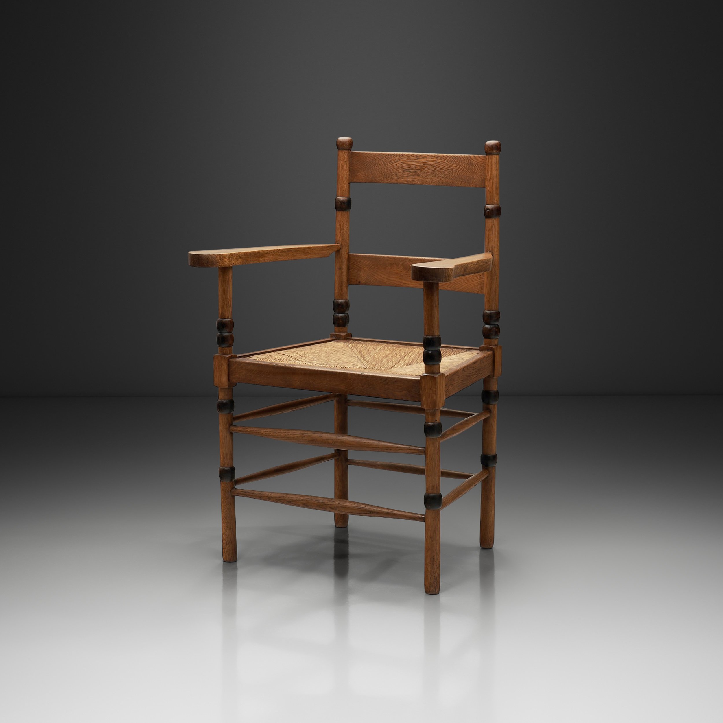 Art Deco Oak Chair by Jac Levee, The Netherlands 1930s