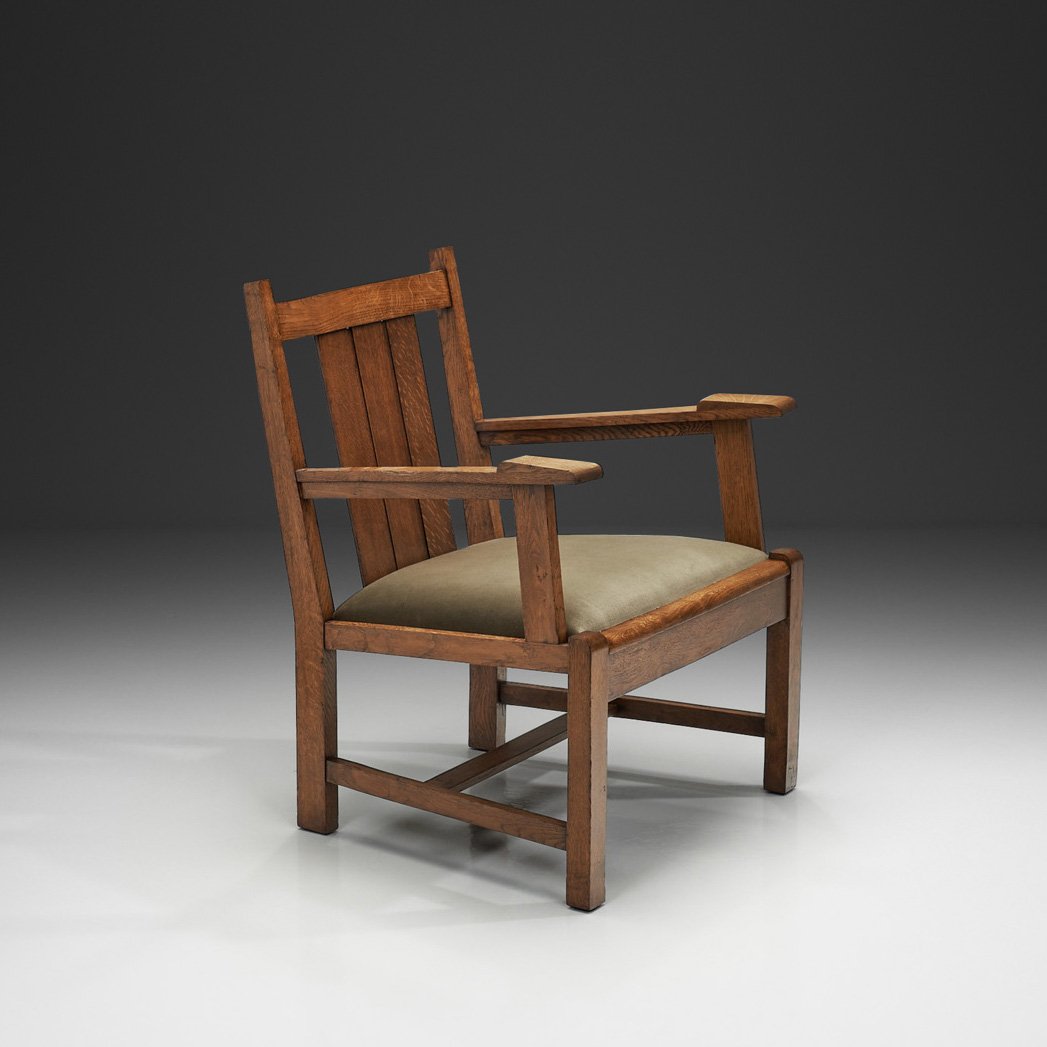 Amsterdamse School Upholstered Armchair by Cornelis van der Sluys, The Netherlands ca 1920s