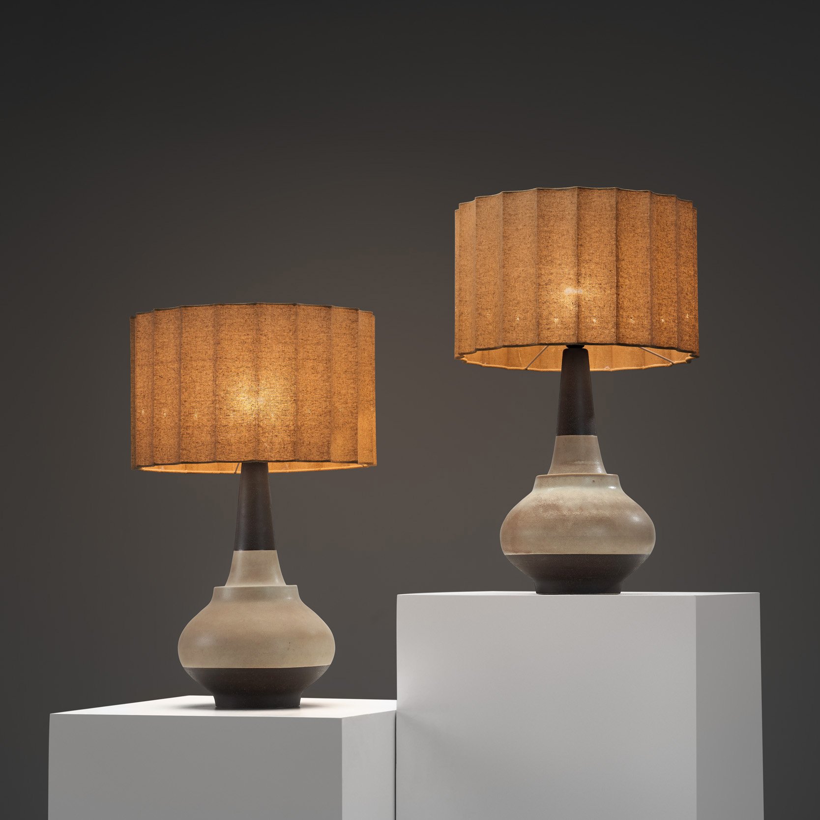 Pair of Two-Tone Stoneware Table Lamps by Søholm, Denmark Late 20th Century