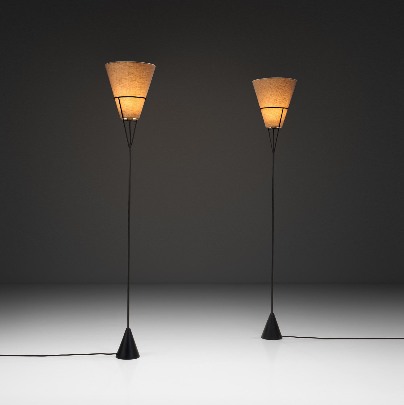 Pair of Model "Vice Versa" Metal Floor Lamps by Svend Aage Holm Sørensen, Denmark 1960s