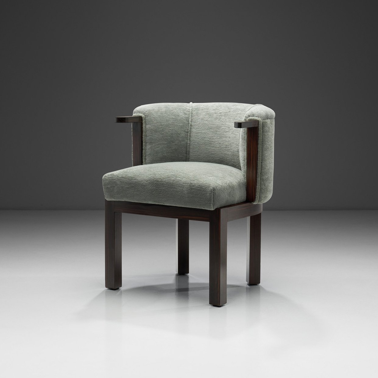 Upholstered Easy Chair with Calamander Wood, Europe 20th Century