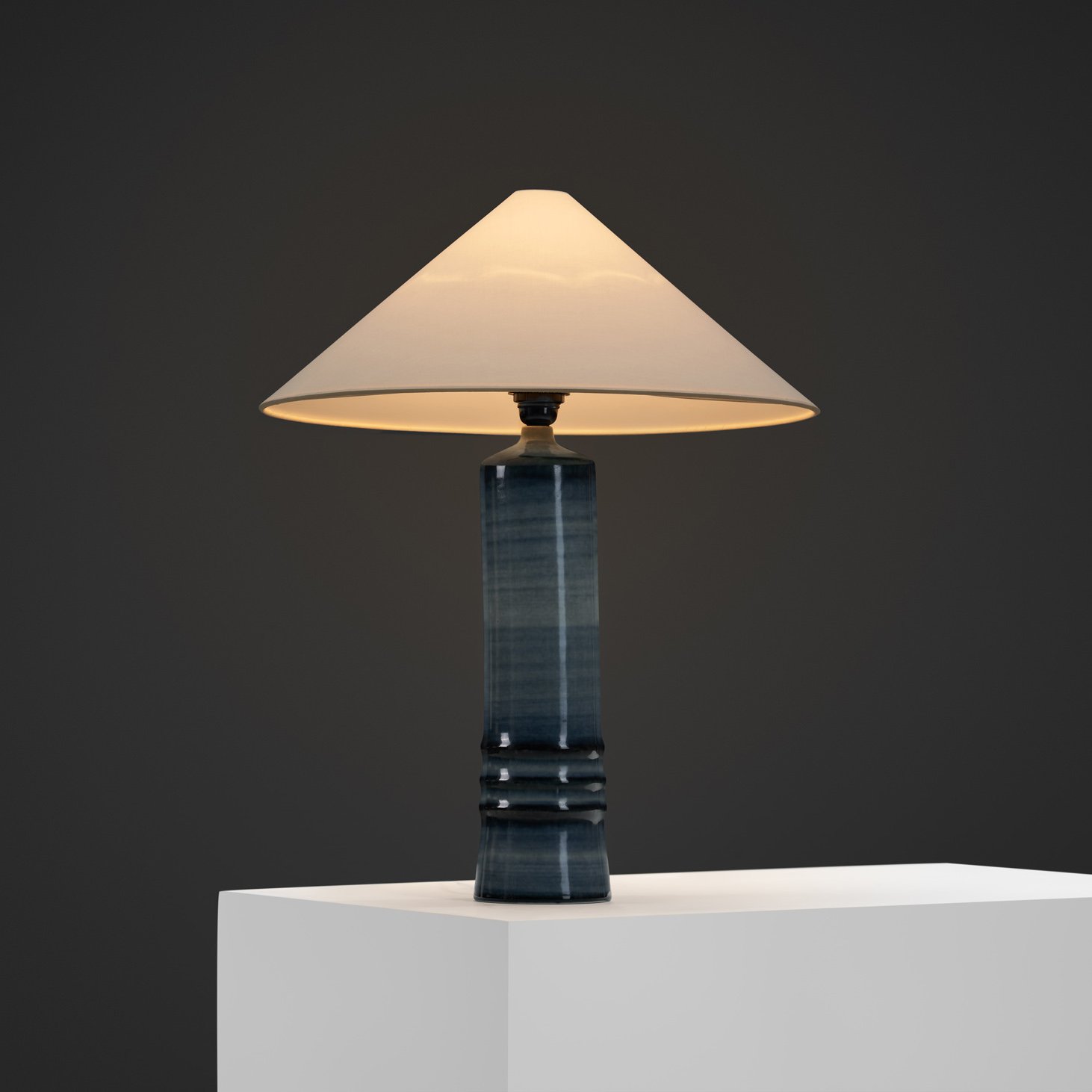 Blue Glaze Table Lamp by Olle Alberius for Rörstrand, Sweden Second Half of the 20th Century