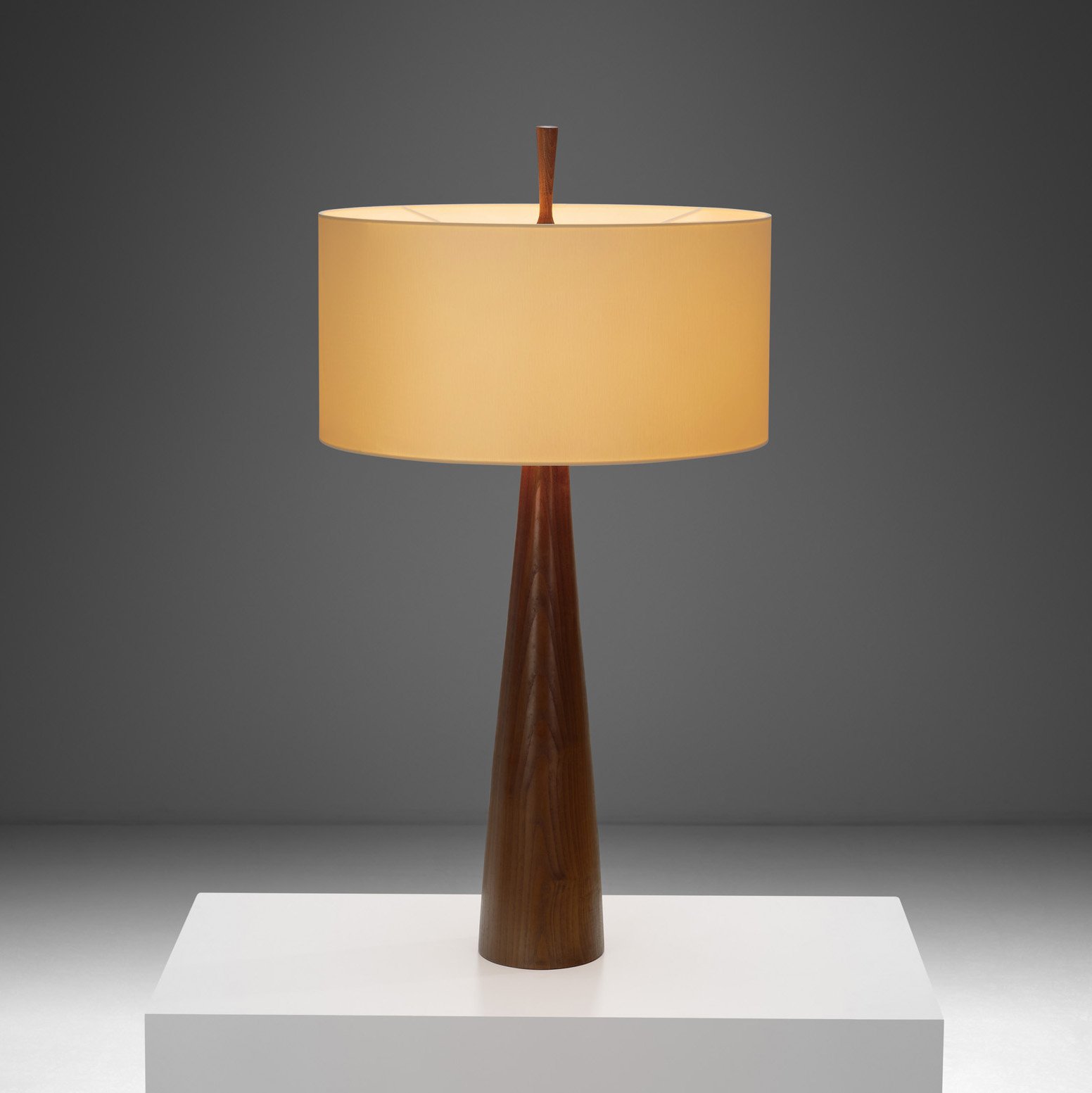Large Solid Walnut Table Lamp, France 1970s (sold)