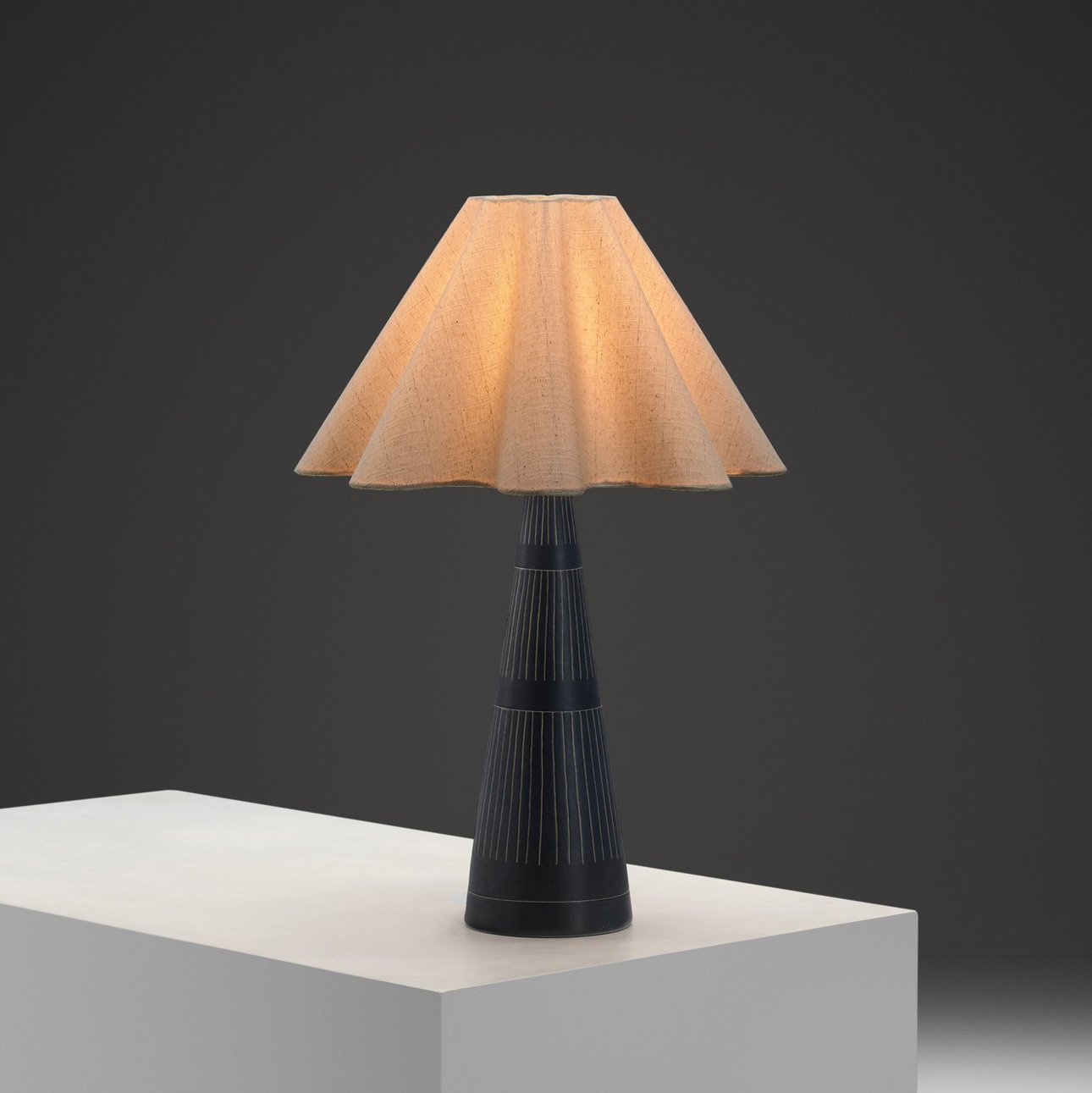 Matte Glazed Ceramic Table Lamp by Michael Andersen & Søn, Denmark 1950s