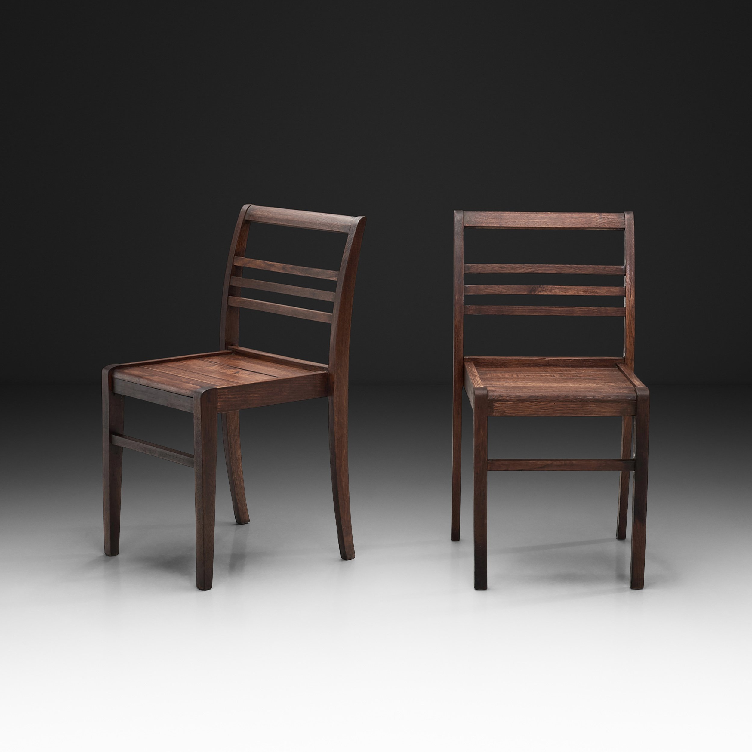 Pair of Model "103" Oak Side Chairs by René Gabriel, France 1940s