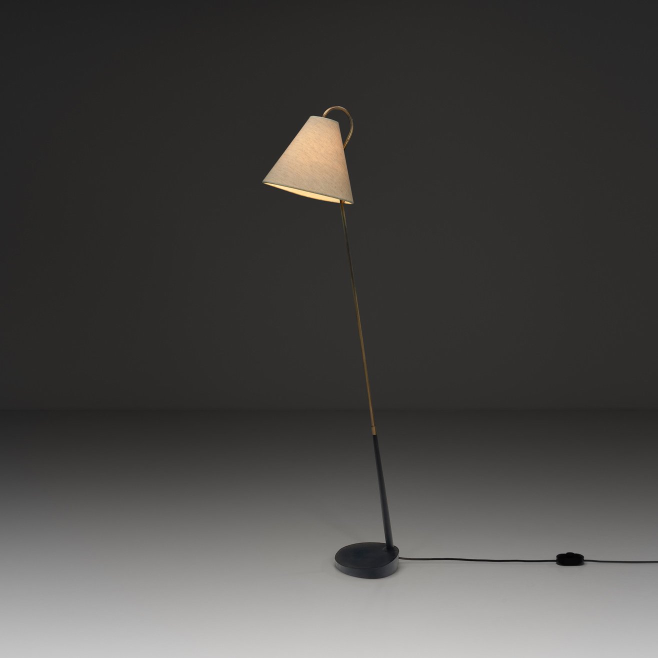 Brass and Cast Iron Model "E1815" Floor Lamp for ASEA Belysning, Sweden 1950s