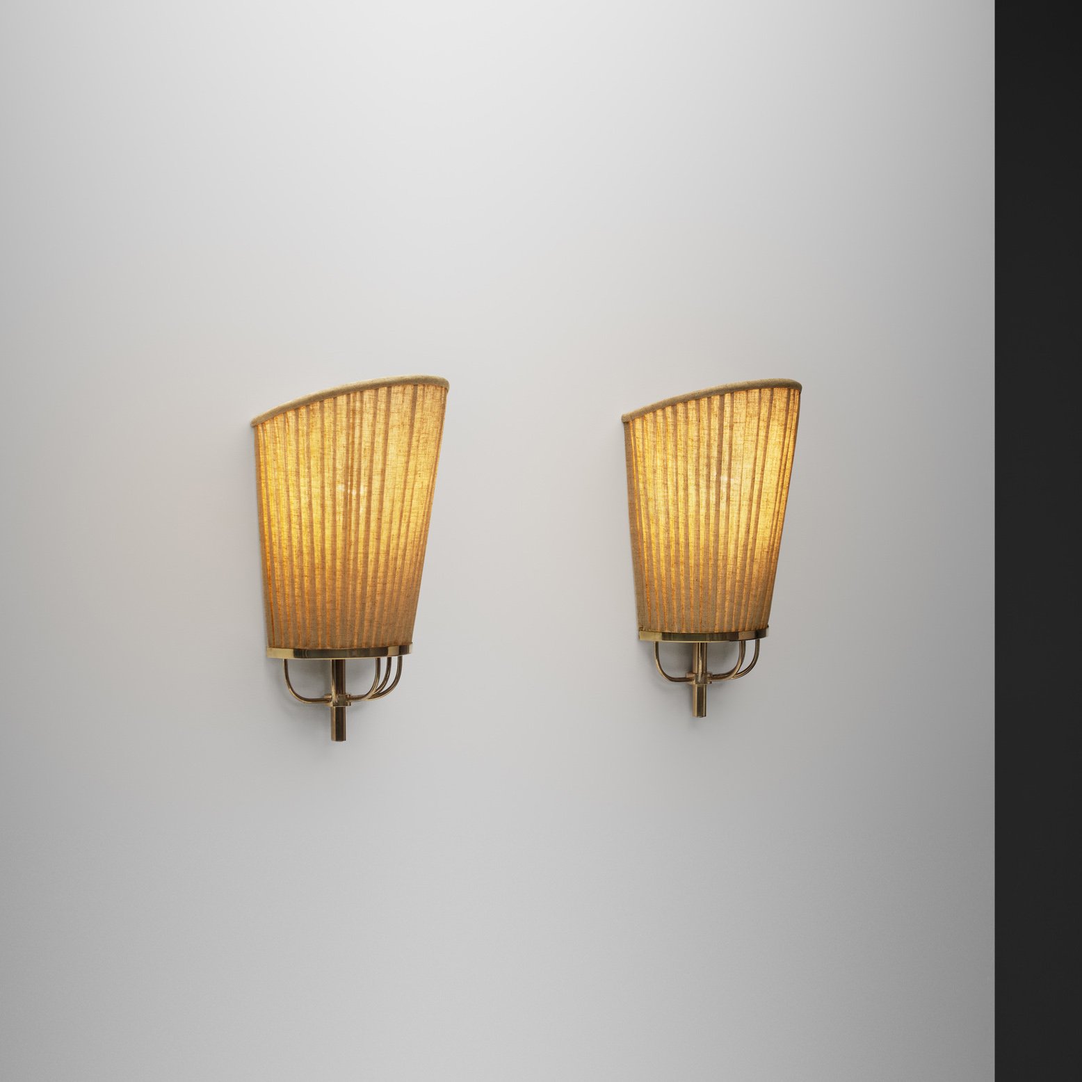 Pair of Pleated Fabric Wall Lights by Josef Frank (Attr.), Sweden 1950s