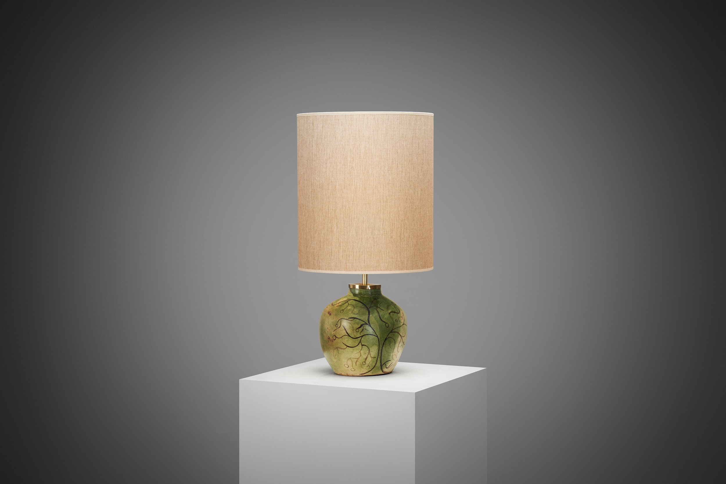 Ceramic Table Lamp with Illustrative Details, Europe ca 1960s