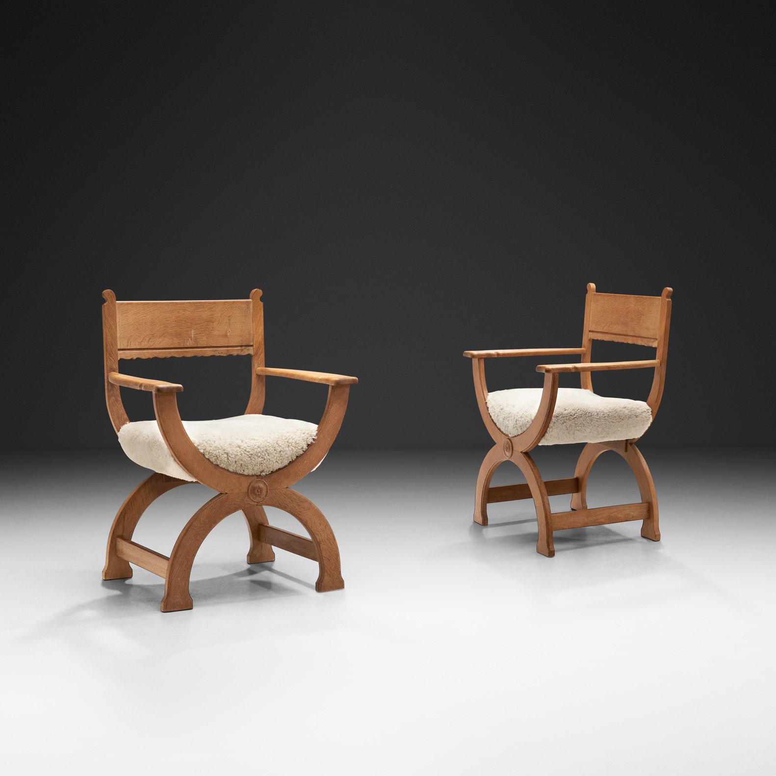 Pair of Oak "Kurul" Armchairs by Henry Kjærnulf for EG Kvalitetsmøbler, Denmark ca 1960s