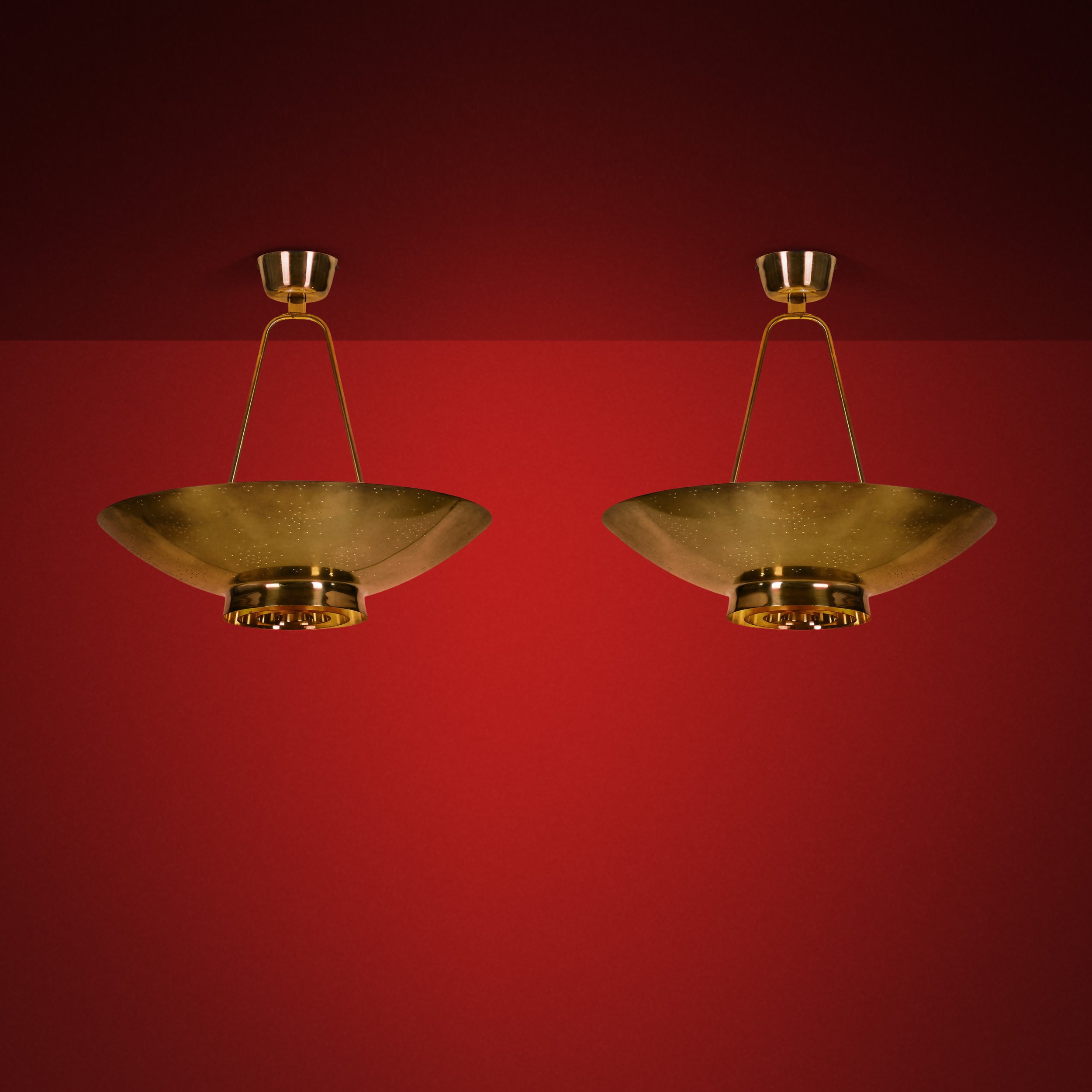 Pair of Paavo Tynell Model "9060" Ceiling Lamps for Taito Oy, Finland 1950s