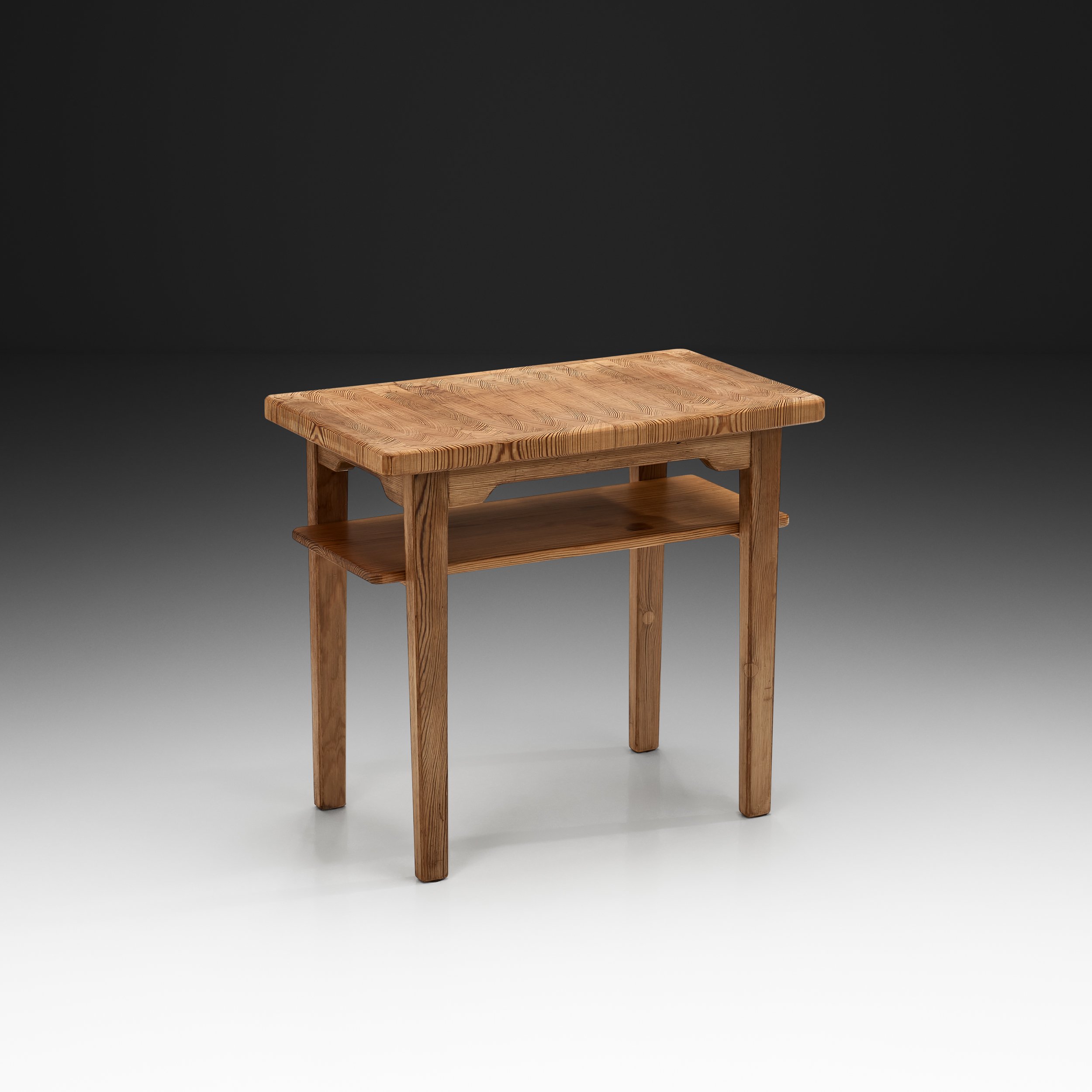 Pine Side Table with Geometric Pattern by Hilding Nilsson, Sweden 1960s