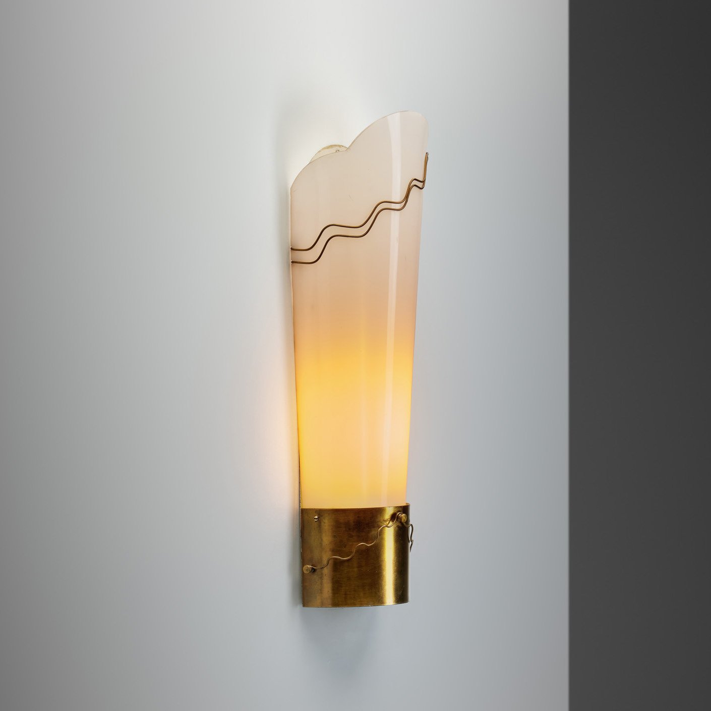 Modern Brass and Acrylic Shade Wall Lamp, Europe 1950s