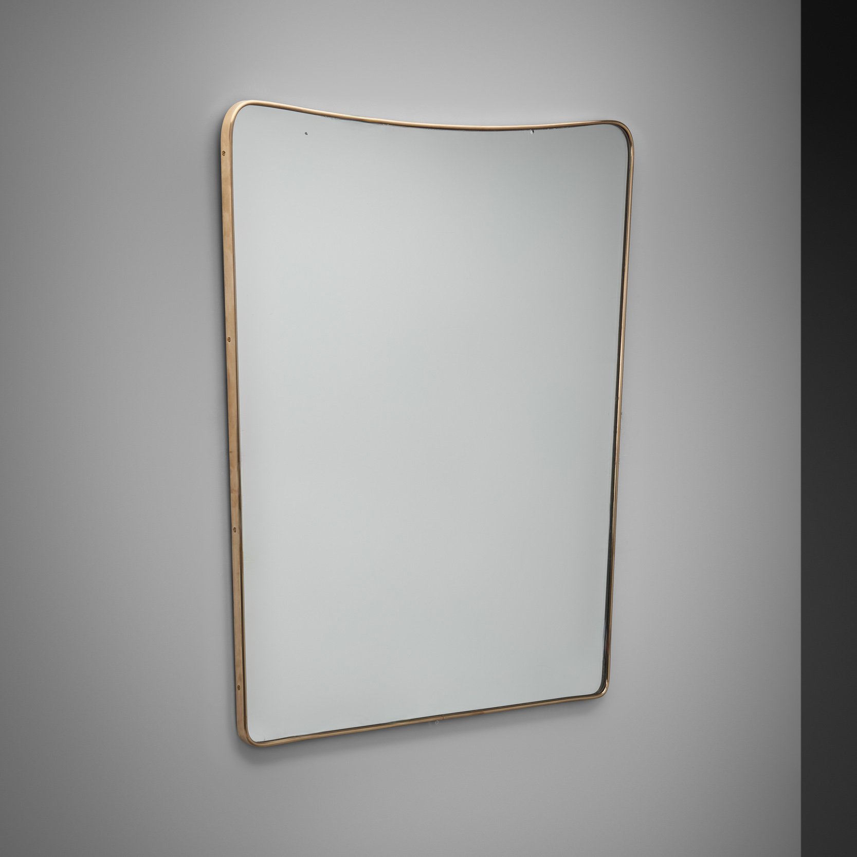 Brass Framed Mirror, Italy 1950s
