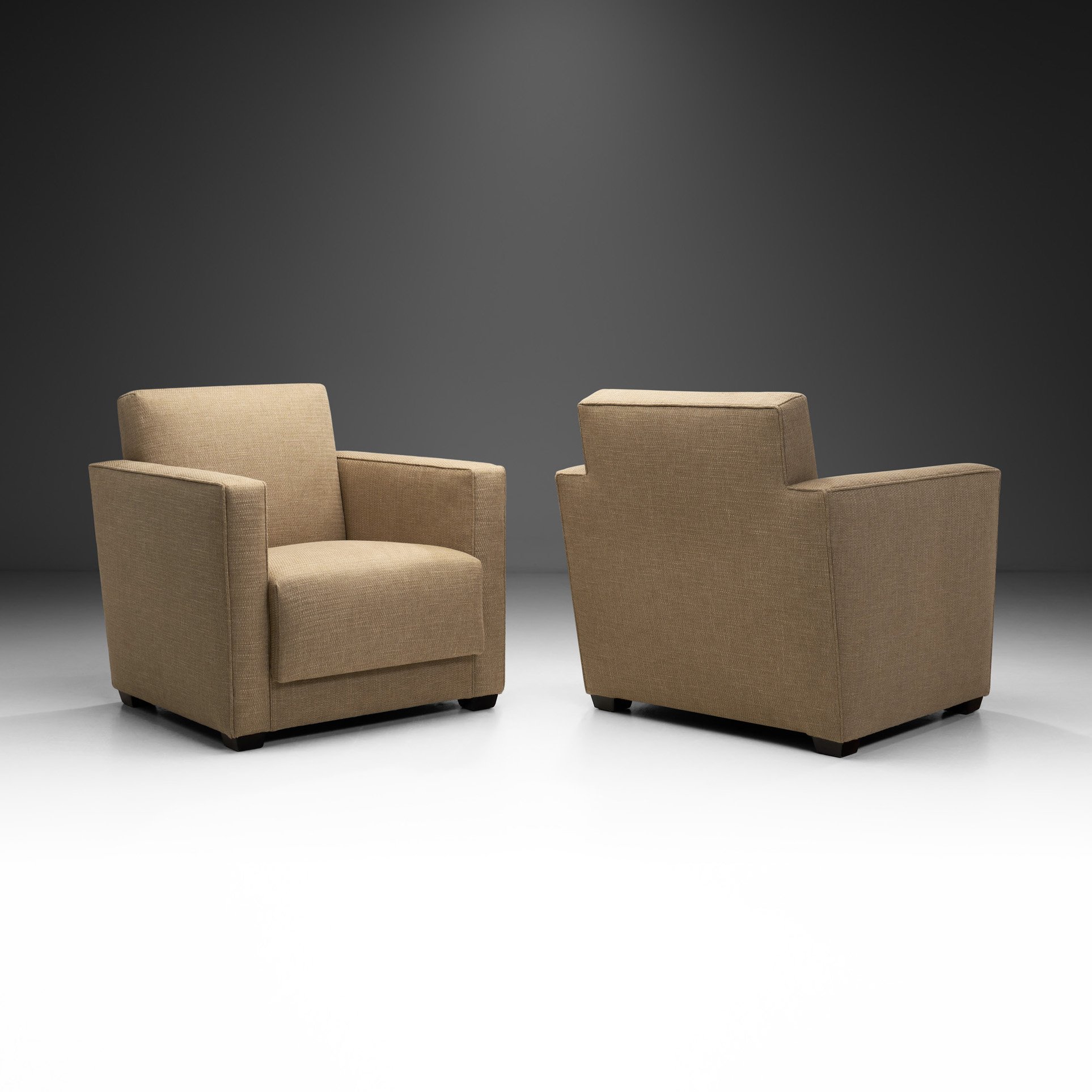 Pair of Upholstered Art Deco Armchairs, Europe 1930s (sold)