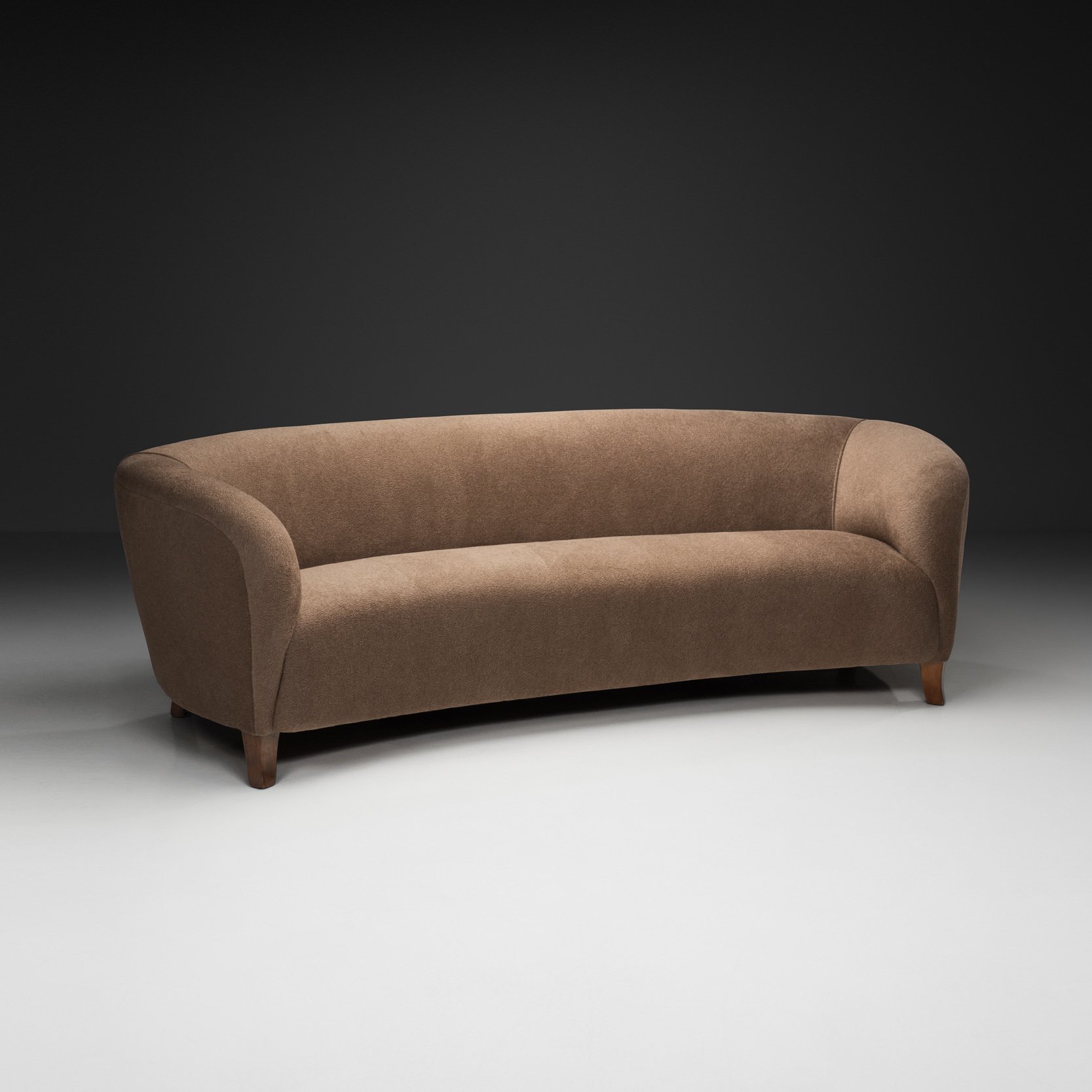 Swedish Modern Curved Upholstered Sofa, Sweden ca 1930s