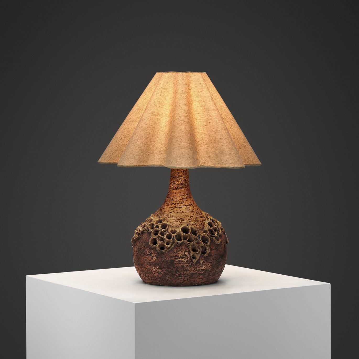 Textured Ceramic Table Lamp by Bodil Marie Nielsen, Denmark 1970s