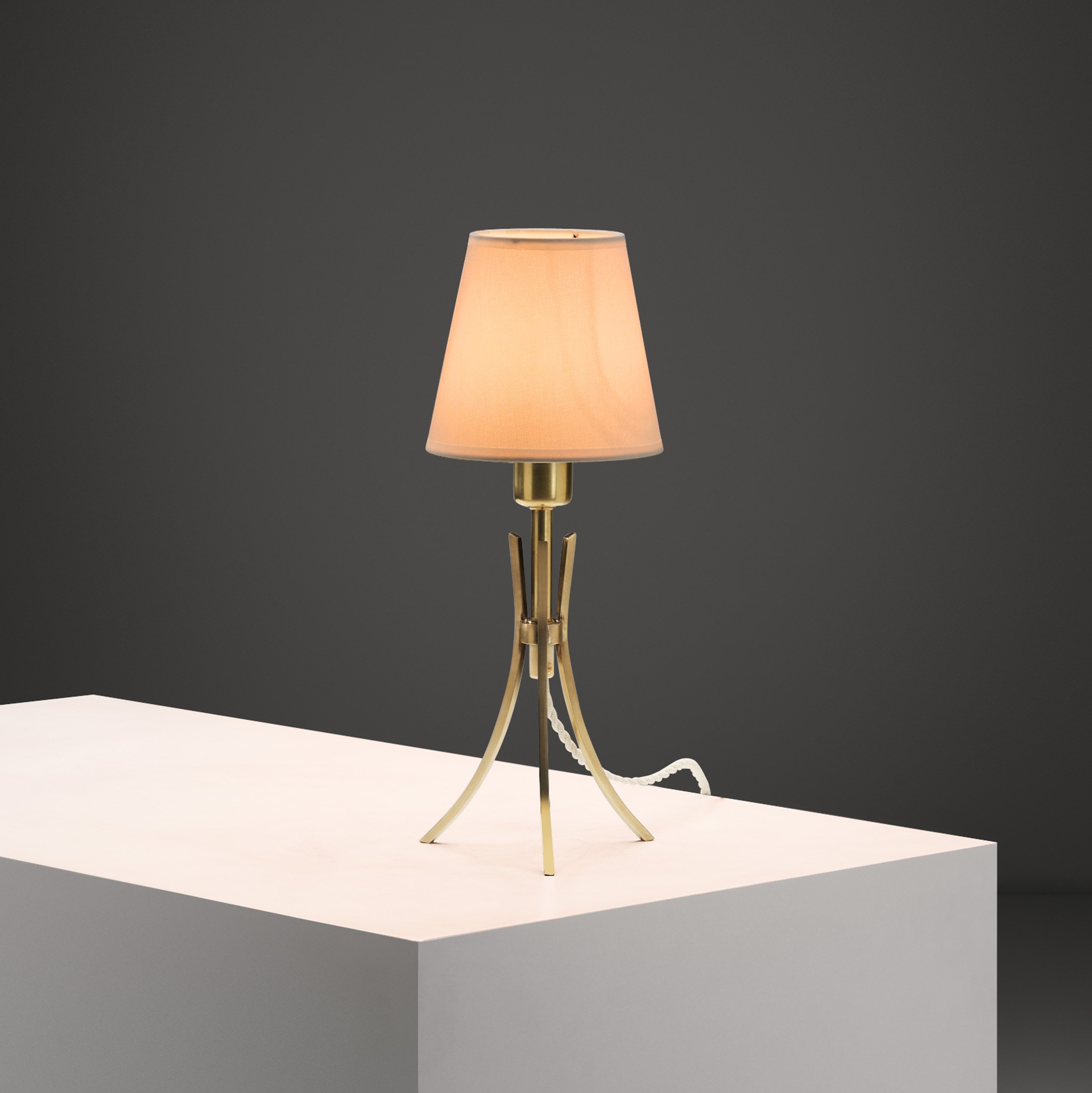 Brass Tripod Table Lamp, Europe Mid-20th Century