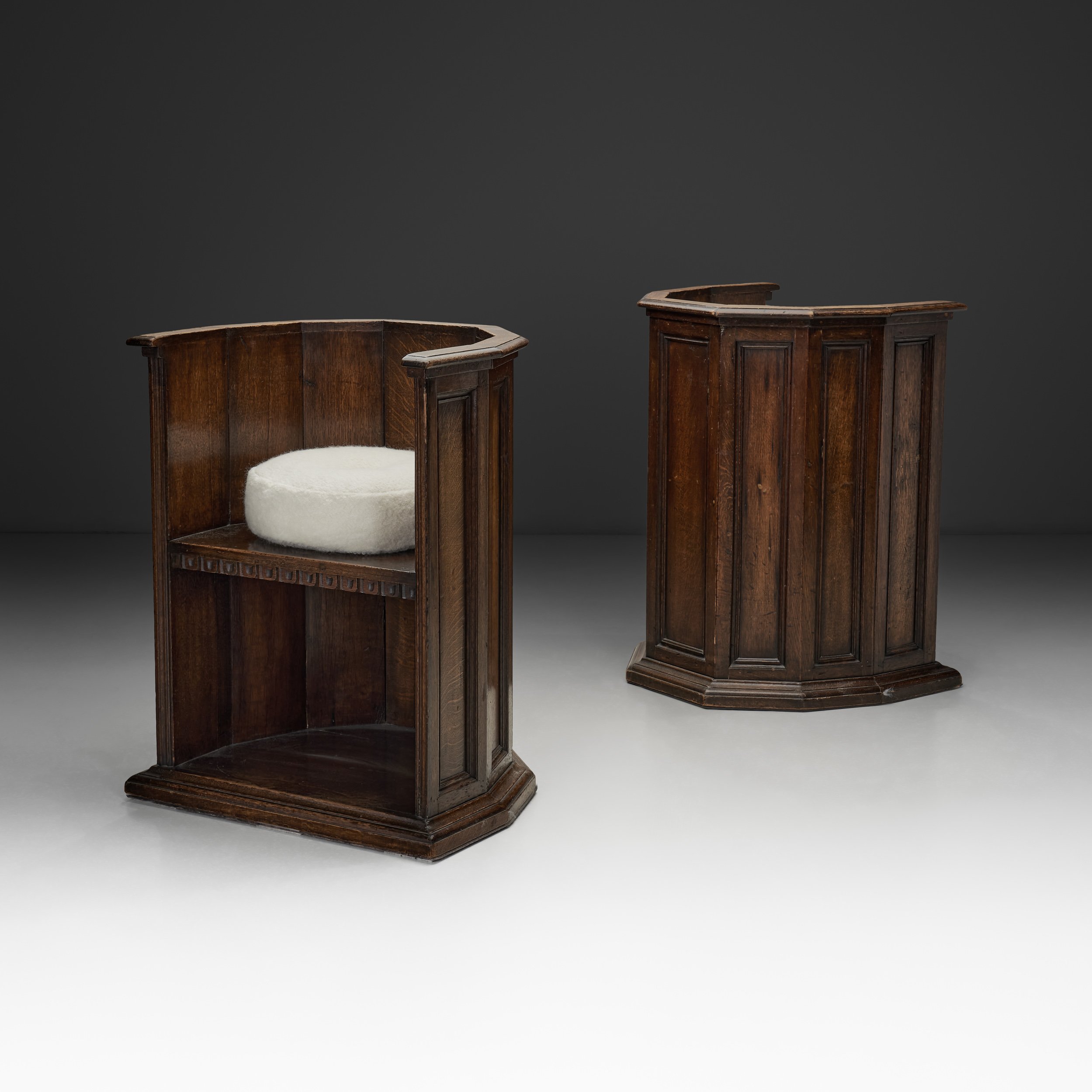 Pair of Wooden Chairs with Upholstered Cushions, Europe First half of the 20th Century